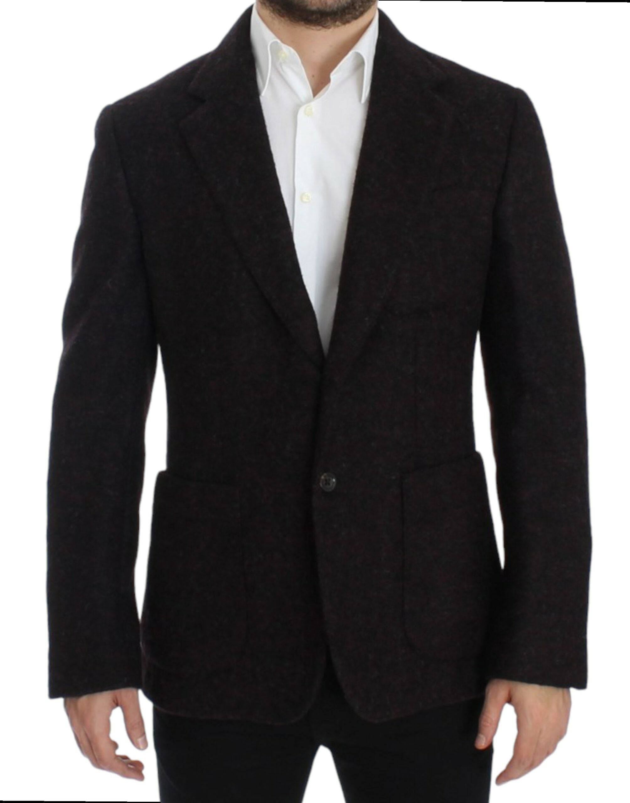 Dolce & Gabbana Bordeaux Alpaga Two-Button Blazer Jacket - ACCEXO