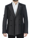 Dolce & Gabbana Elegant Gray Striped Wool Slim Blazer