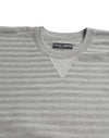 Dolce & Gabbana Elegant Gray Striped Silk Crewneck Pullover