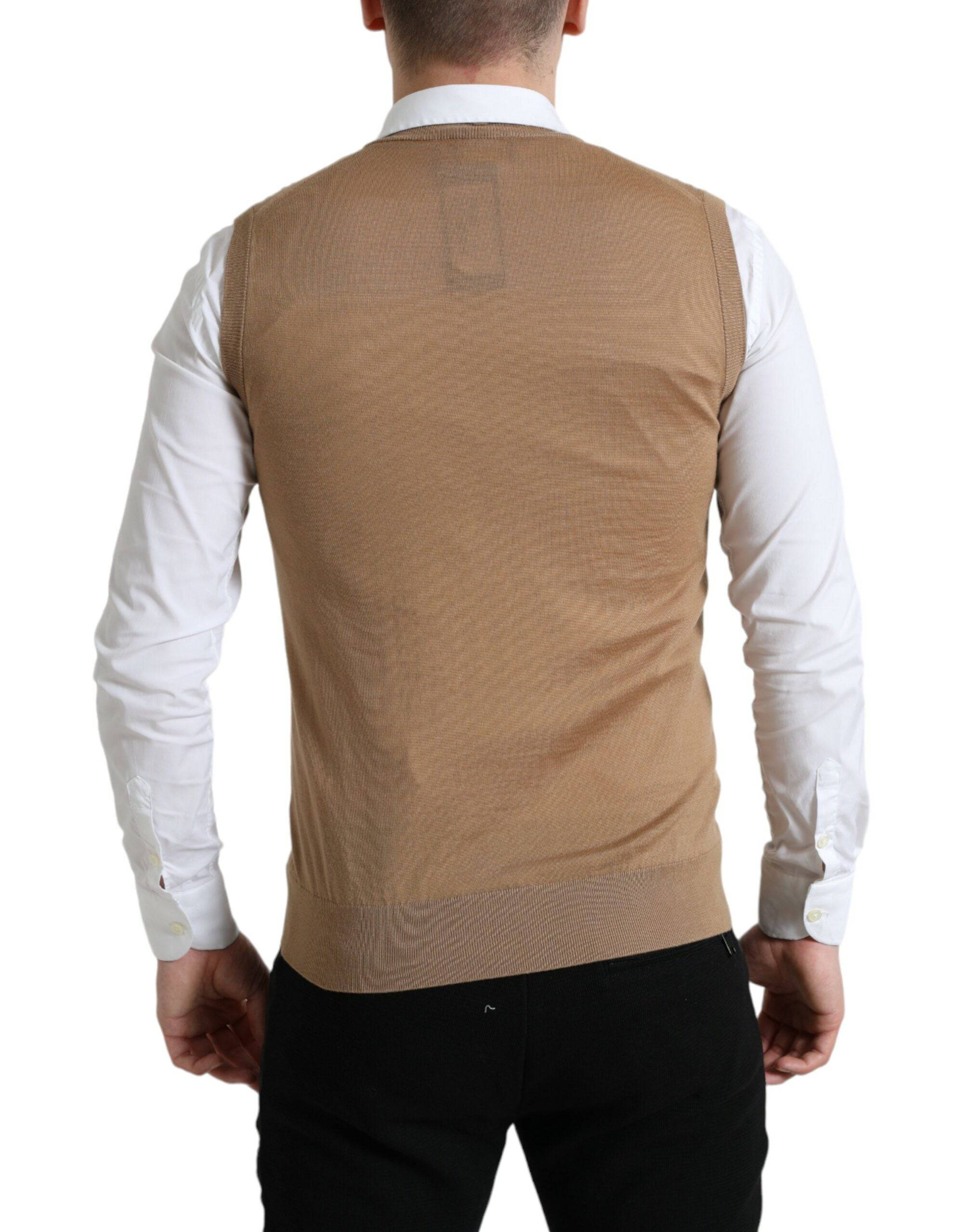 Dolce & Gabbana Elegant Sleeveless V-Neck Wool Sweater - ACCEXO