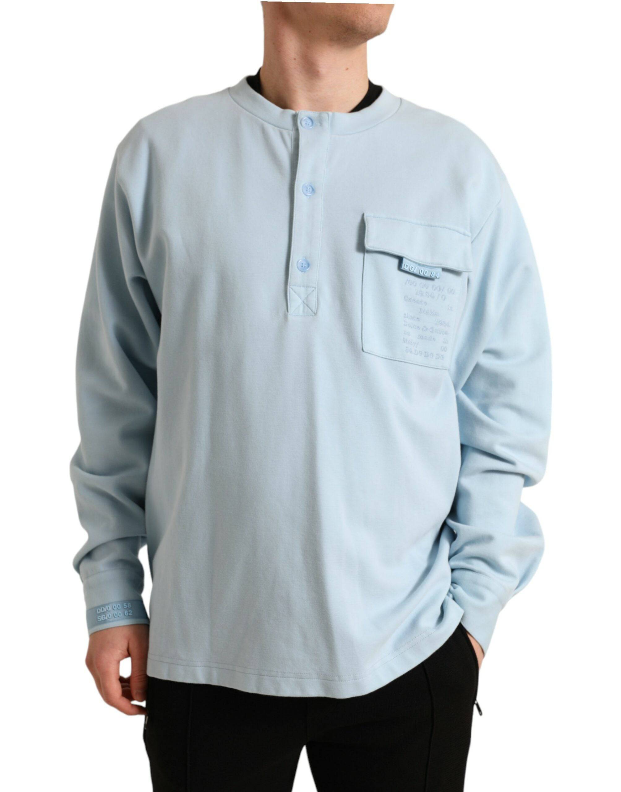 Dolce & Gabbana Elegant Light Blue Cotton Blend Crew Neck Sweater - ACCEXO