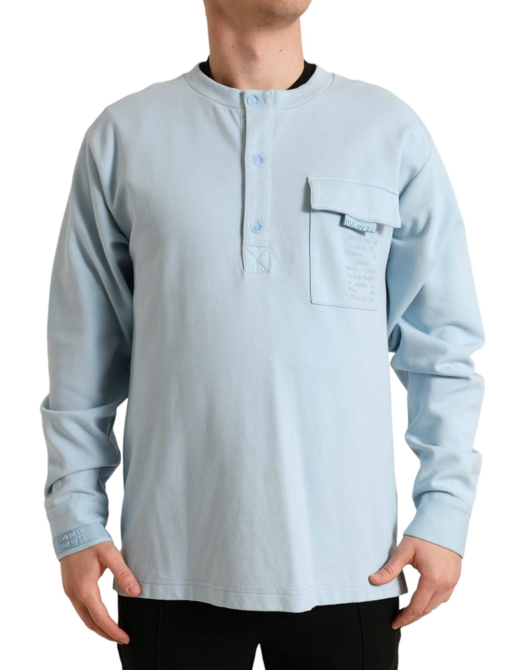 Dolce & Gabbana Elegant Light Blue Cotton Blend Crew Neck Sweater - ACCEXO