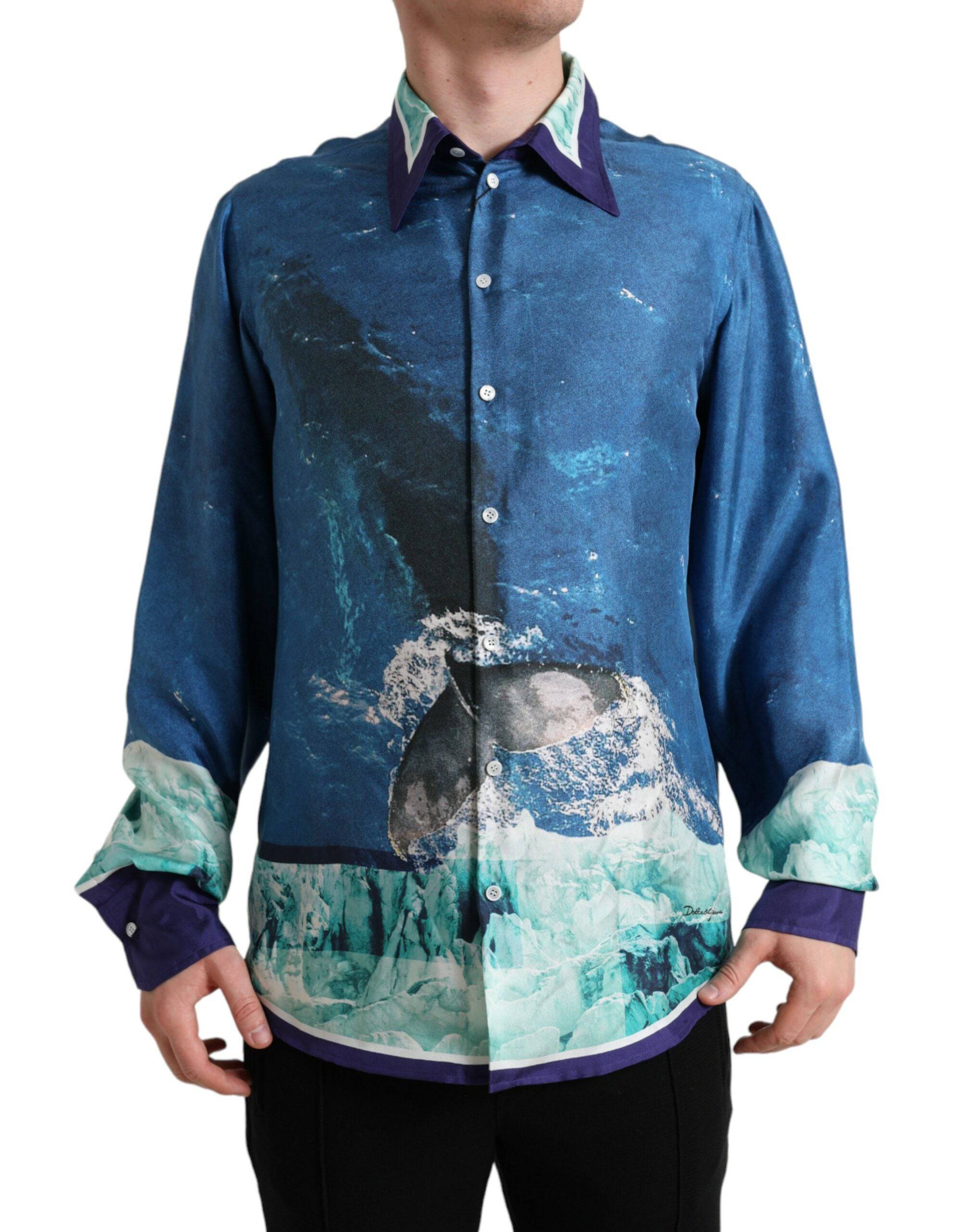 Dolce & Gabbana Elegant Ocean Print Silk Shirt - ACCEXO