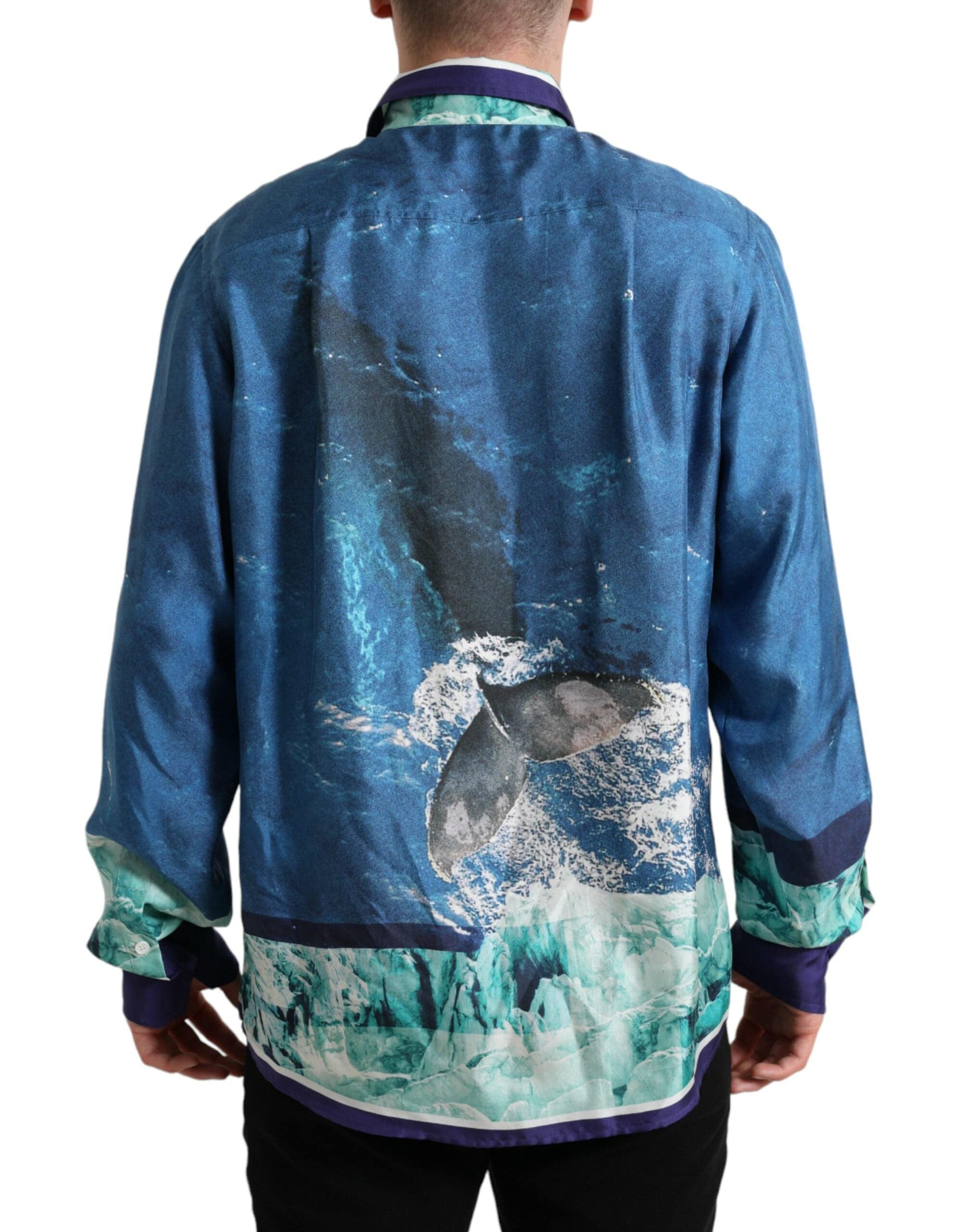 Dolce & Gabbana Elegant Ocean Print Silk Shirt - ACCEXO