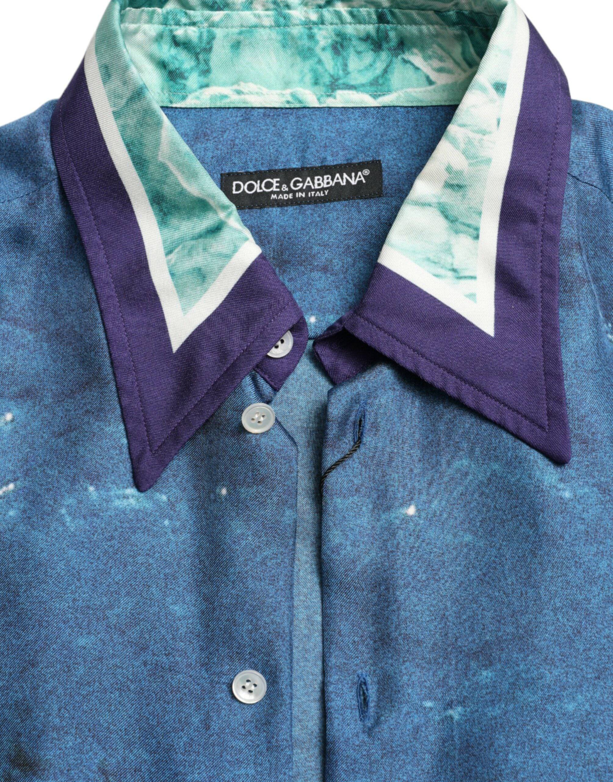 Dolce & Gabbana Elegant Ocean Print Silk Shirt - ACCEXO
