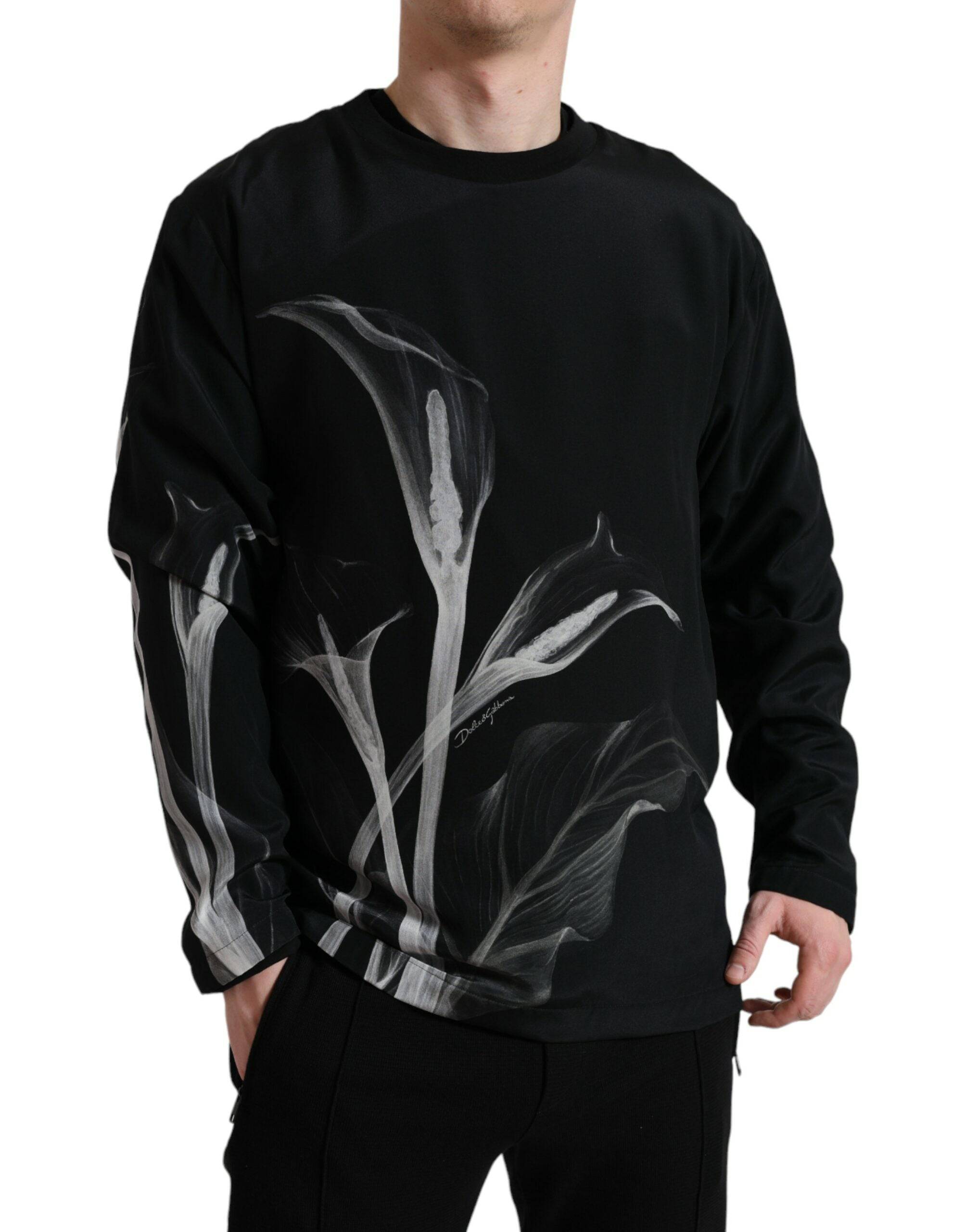 Dolce & Gabbana Floral Silk Crew Neck Sweater - ACCEXO