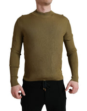 Dolce & Gabbana Army Green Viscose Crew Neck Sweater - ACCEXO