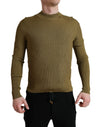 Dolce & Gabbana Army Green Viscose Crew Neck Sweater