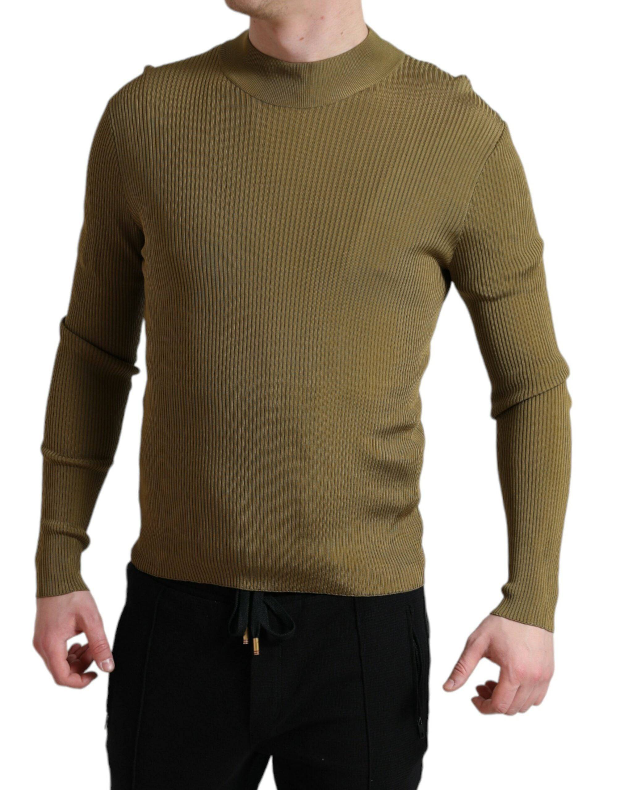 Dolce & Gabbana Army Green Viscose Crew Neck Sweater - ACCEXO