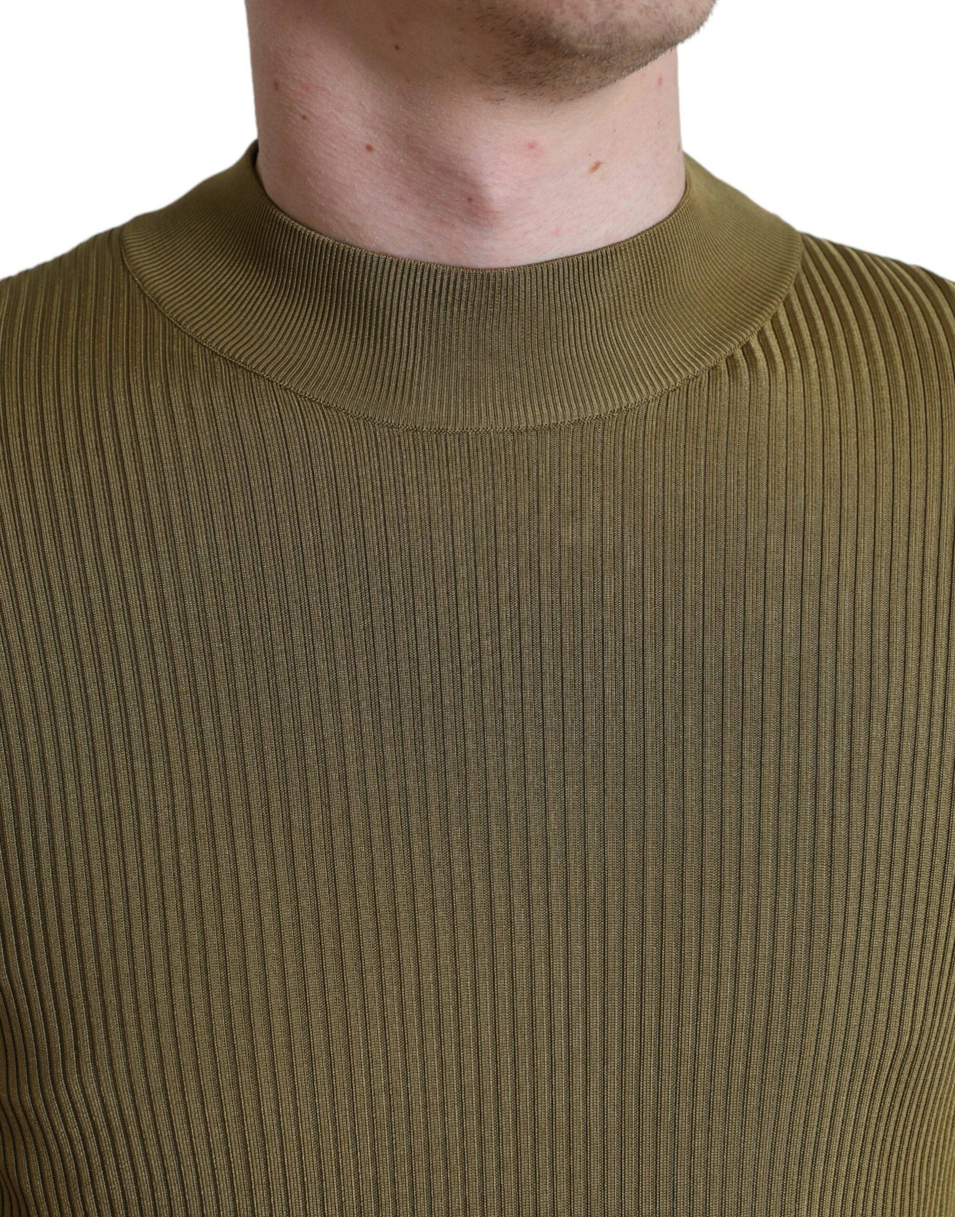 Dolce & Gabbana Army Green Viscose Crew Neck Sweater - ACCEXO