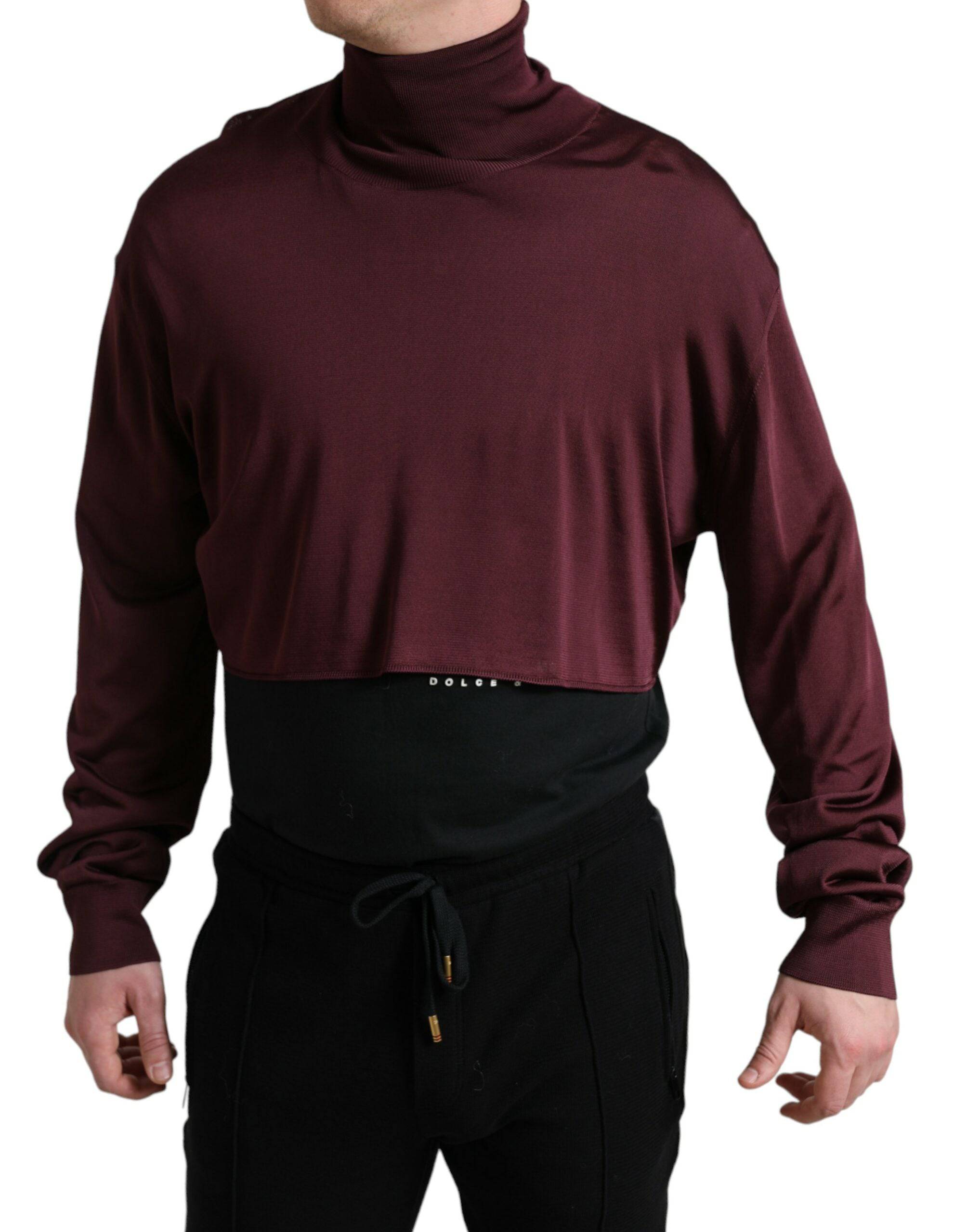 Dolce & Gabbana Maroon Turtleneck Viscose Sweater - ACCEXO