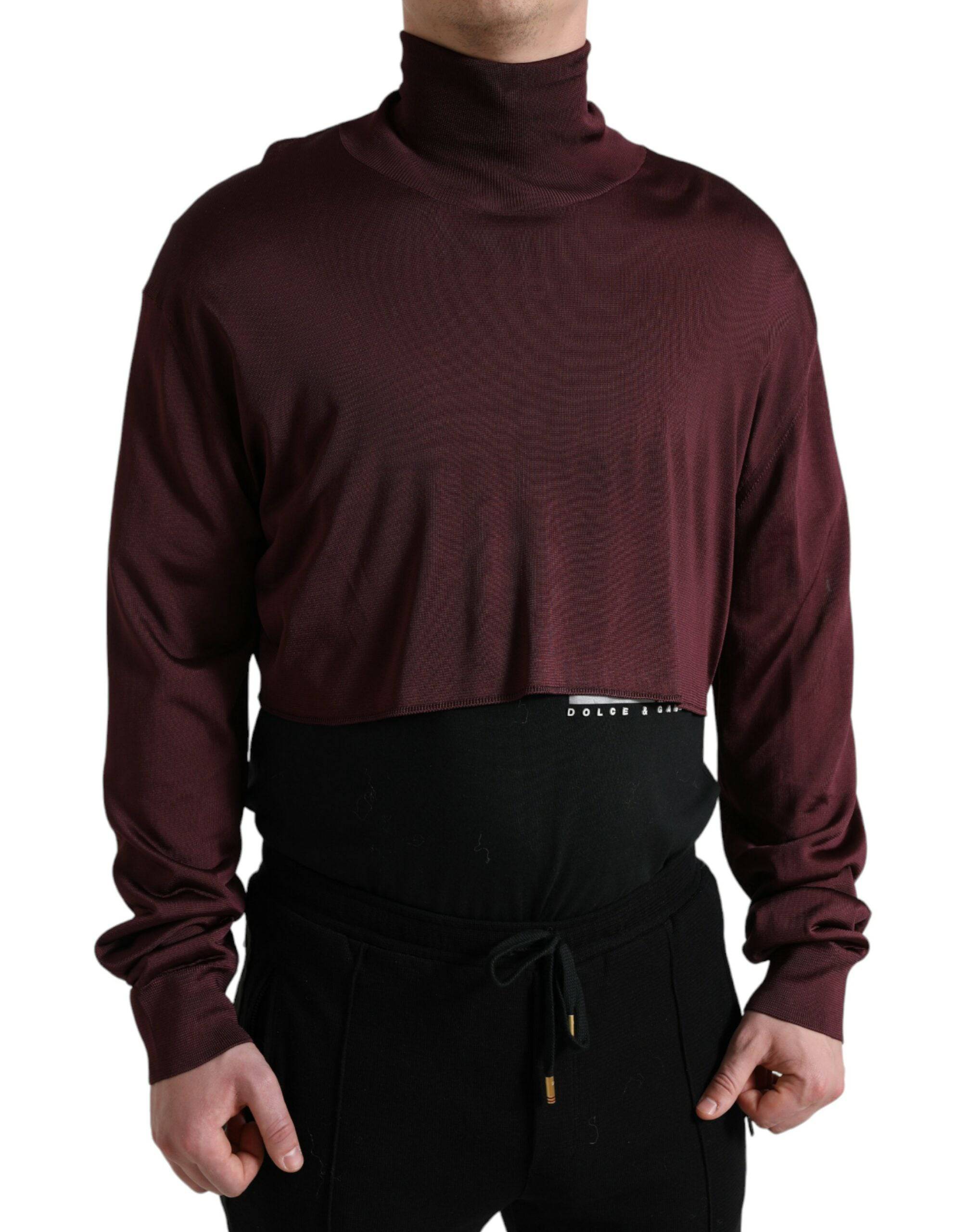 Dolce & Gabbana Maroon Turtleneck Viscose Sweater - ACCEXO