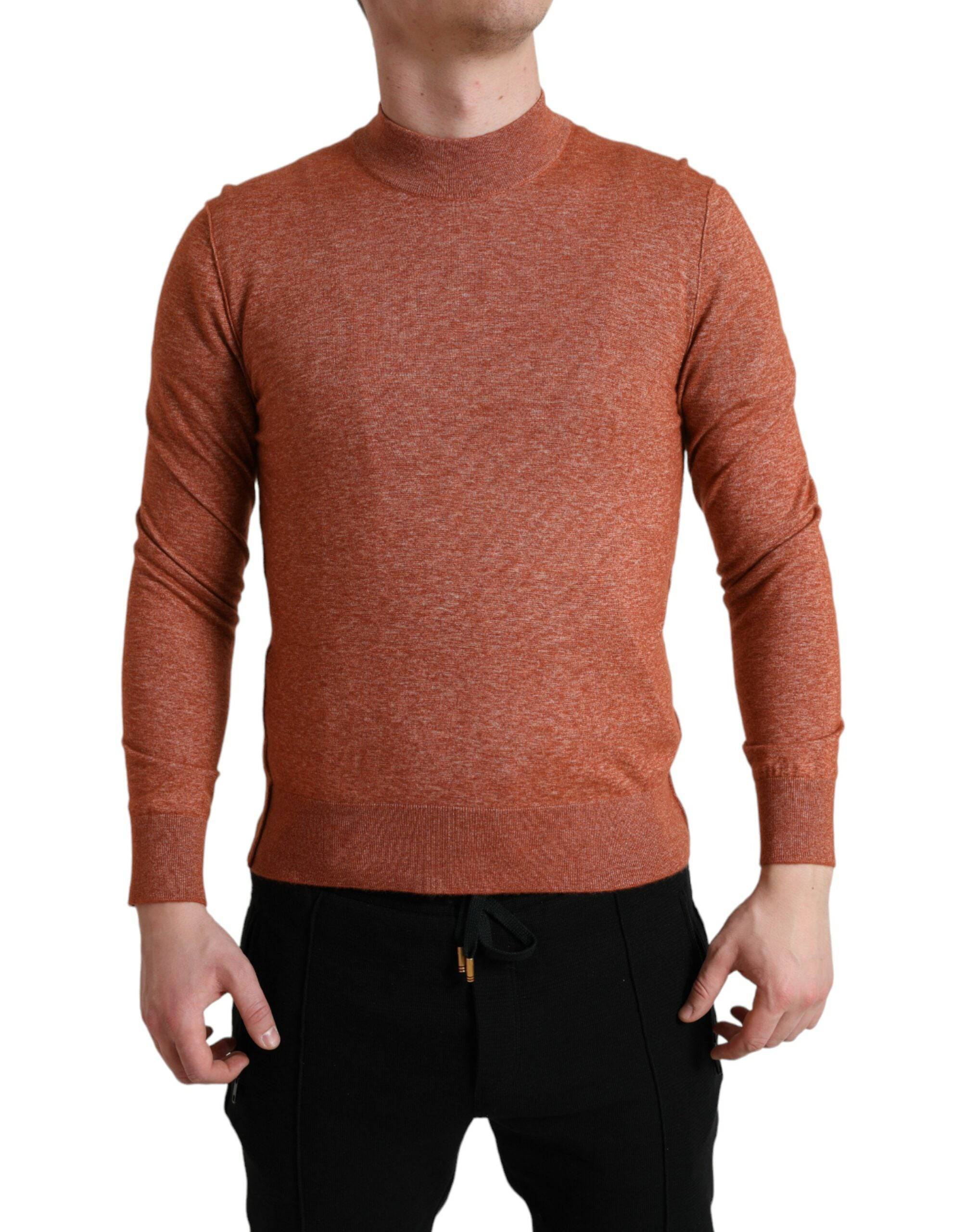 Dolce & Gabbana Silk-Cashmere Orange Crew Neck Sweater - ACCEXO