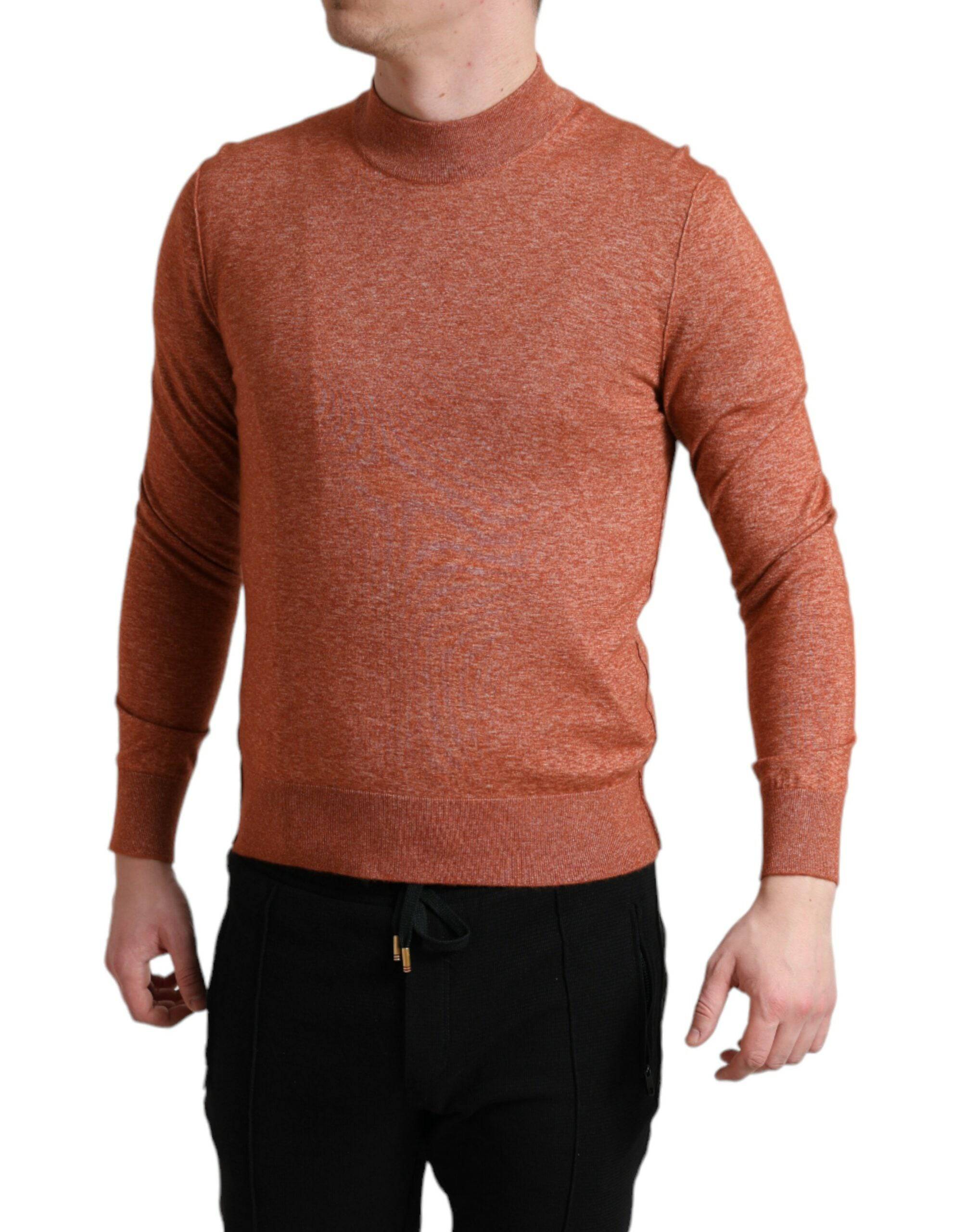 Dolce & Gabbana Silk-Cashmere Orange Crew Neck Sweater - ACCEXO