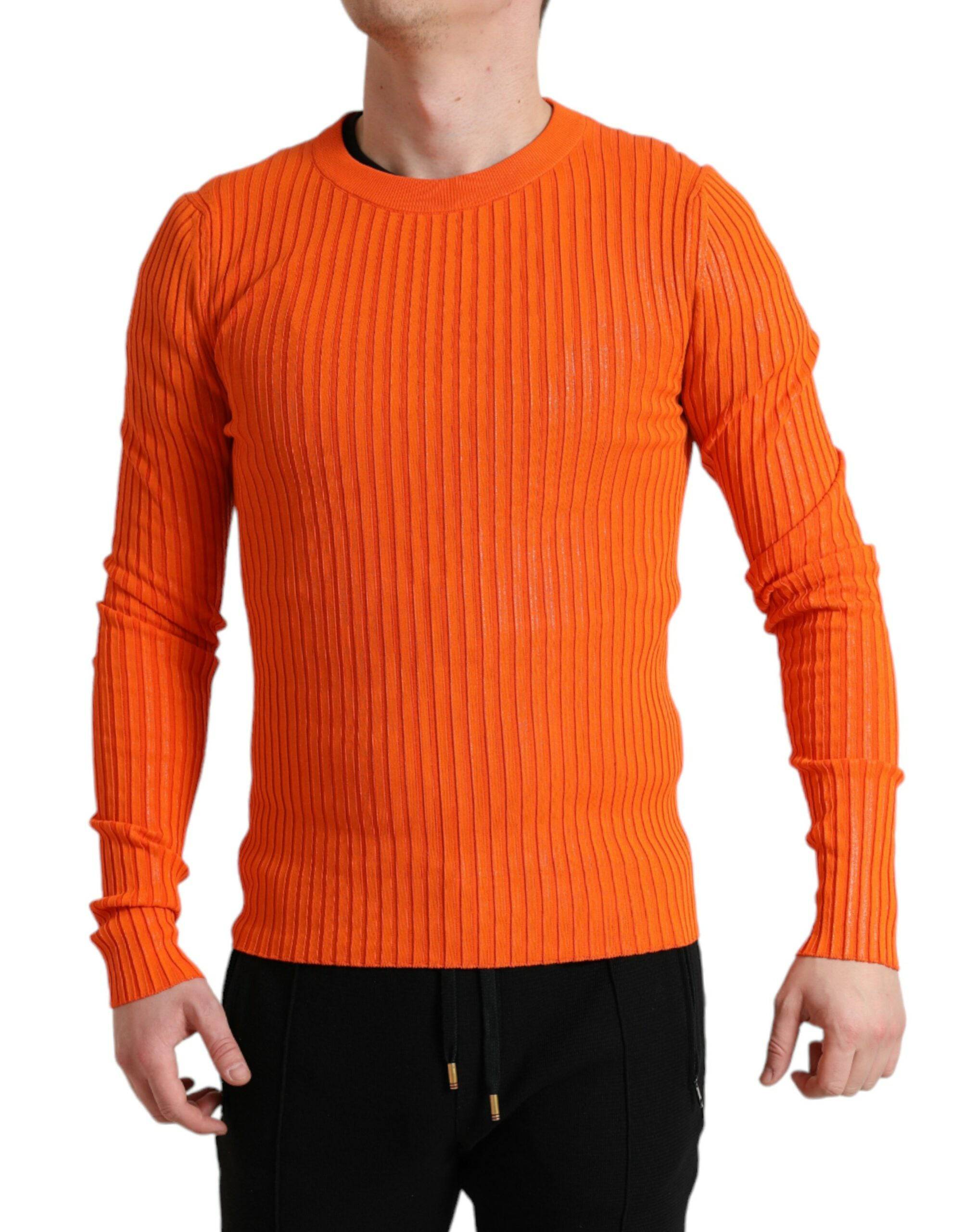 Dolce & Gabbana Sleek Sunset Orange Knitted Pullover Sweater - ACCEXO