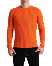 Dolce & Gabbana Sleek Sunset Orange Knitted Pullover Sweater - ACCEXO