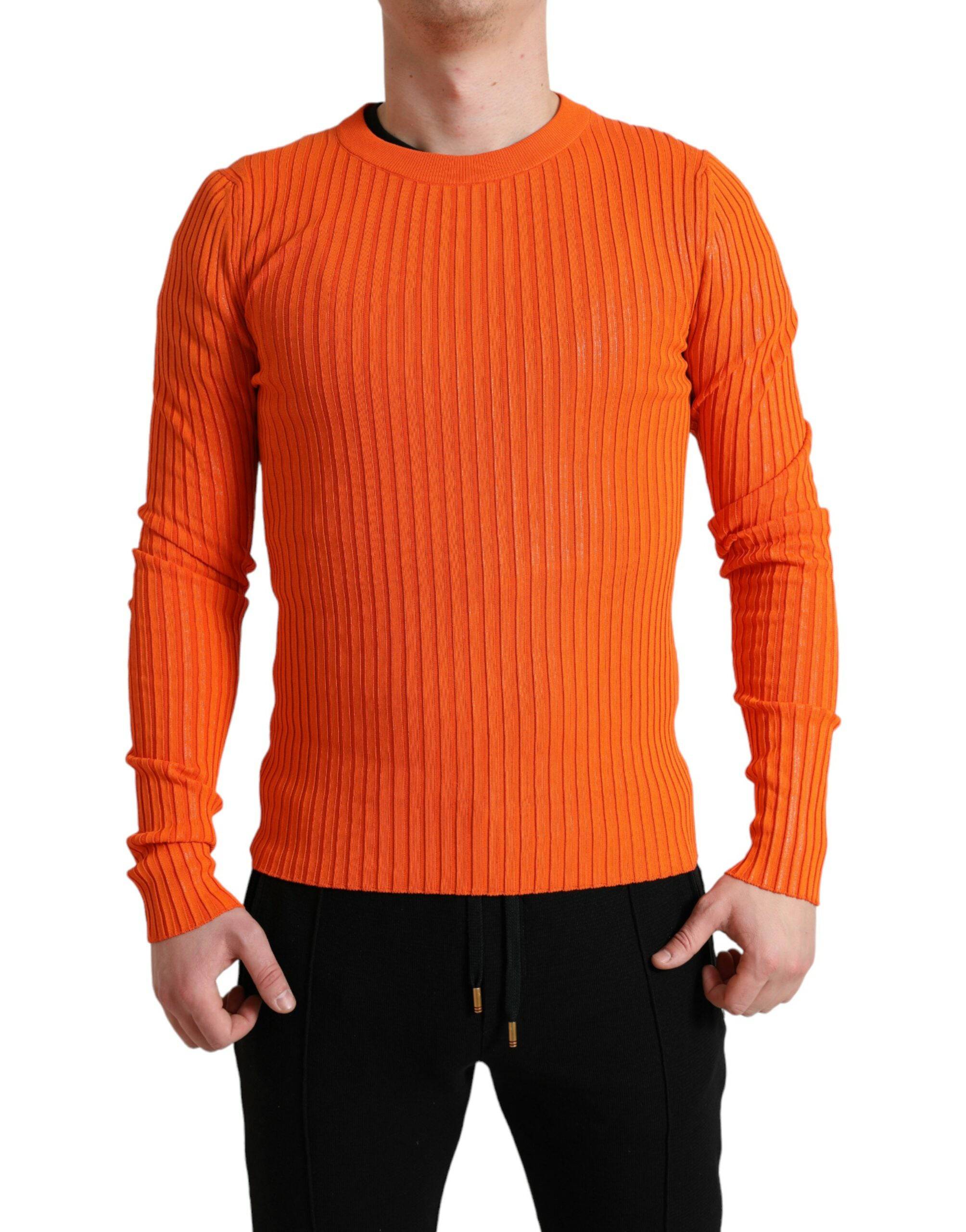 Dolce & Gabbana Sleek Sunset Orange Knitted Pullover Sweater - ACCEXO