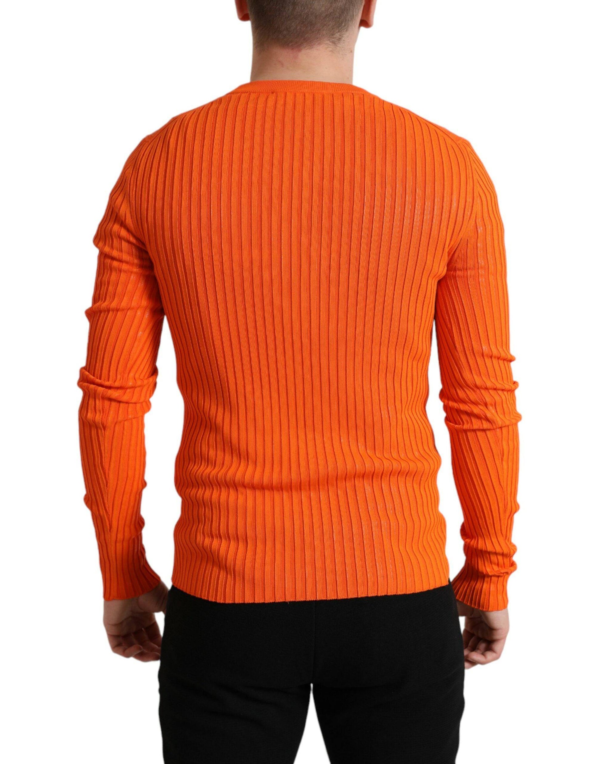 Dolce & Gabbana Sleek Sunset Orange Knitted Pullover Sweater - ACCEXO