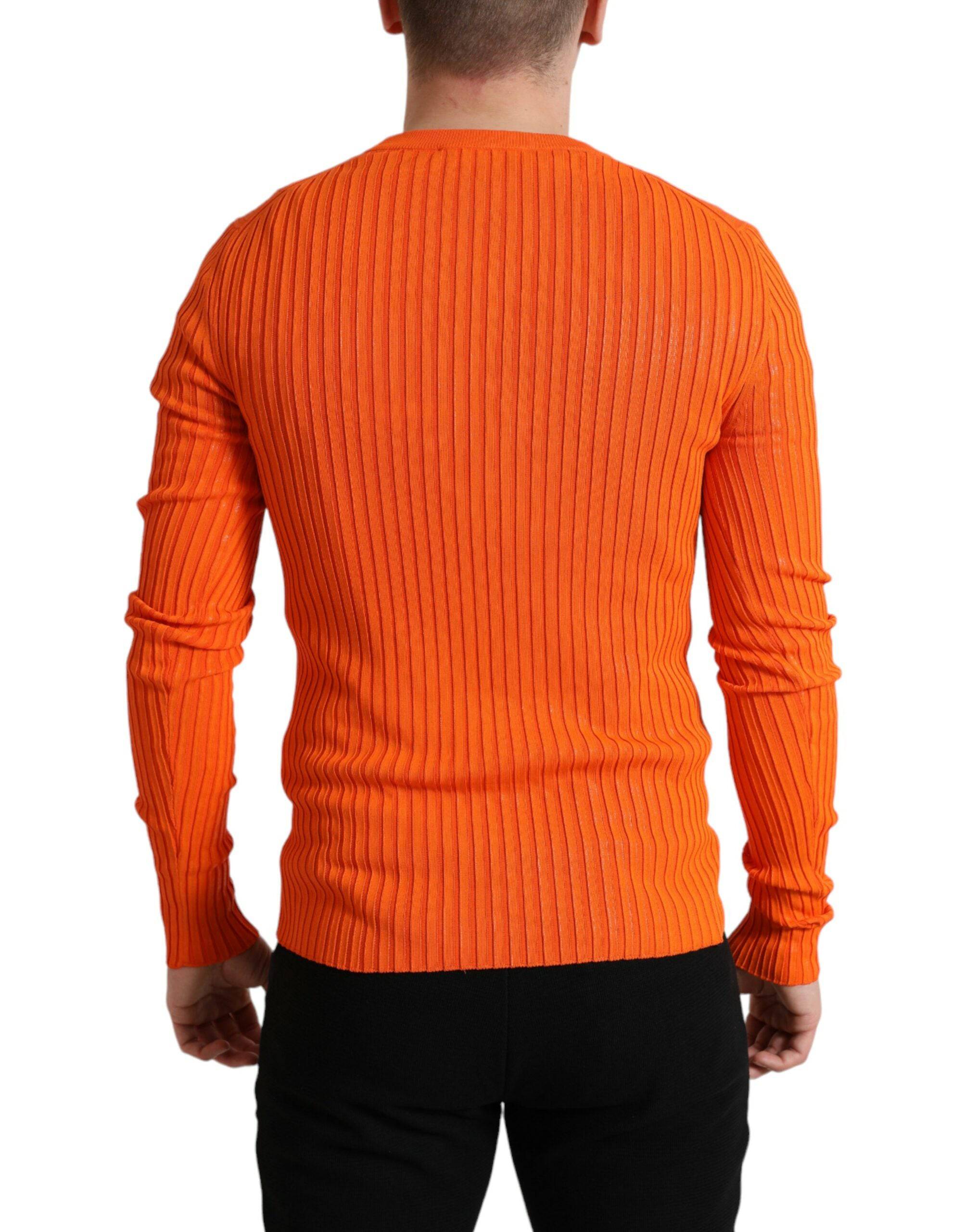 Dolce & Gabbana Sleek Sunset Orange Knitted Pullover Sweater - ACCEXO