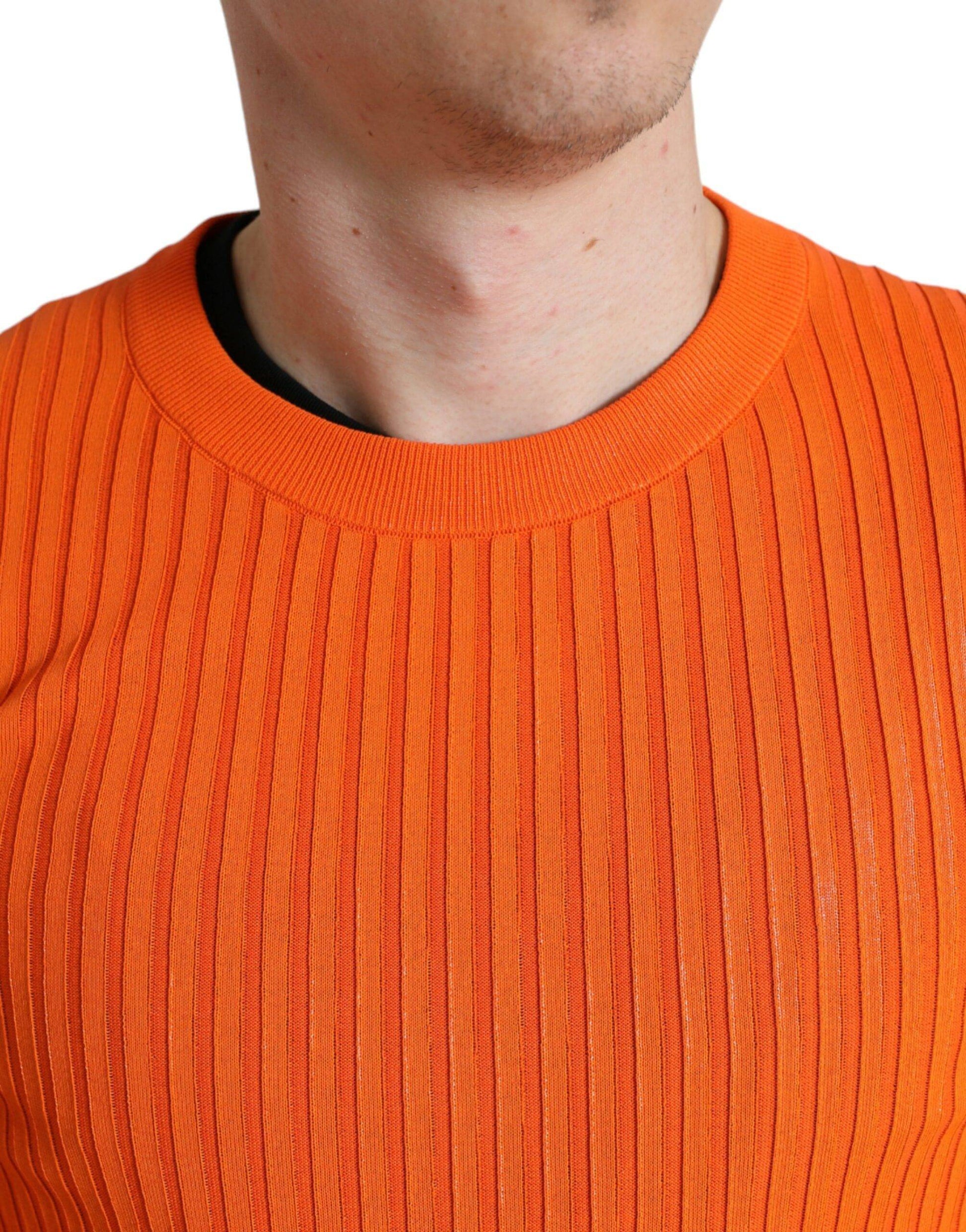 Dolce & Gabbana Sleek Sunset Orange Knitted Pullover Sweater - ACCEXO