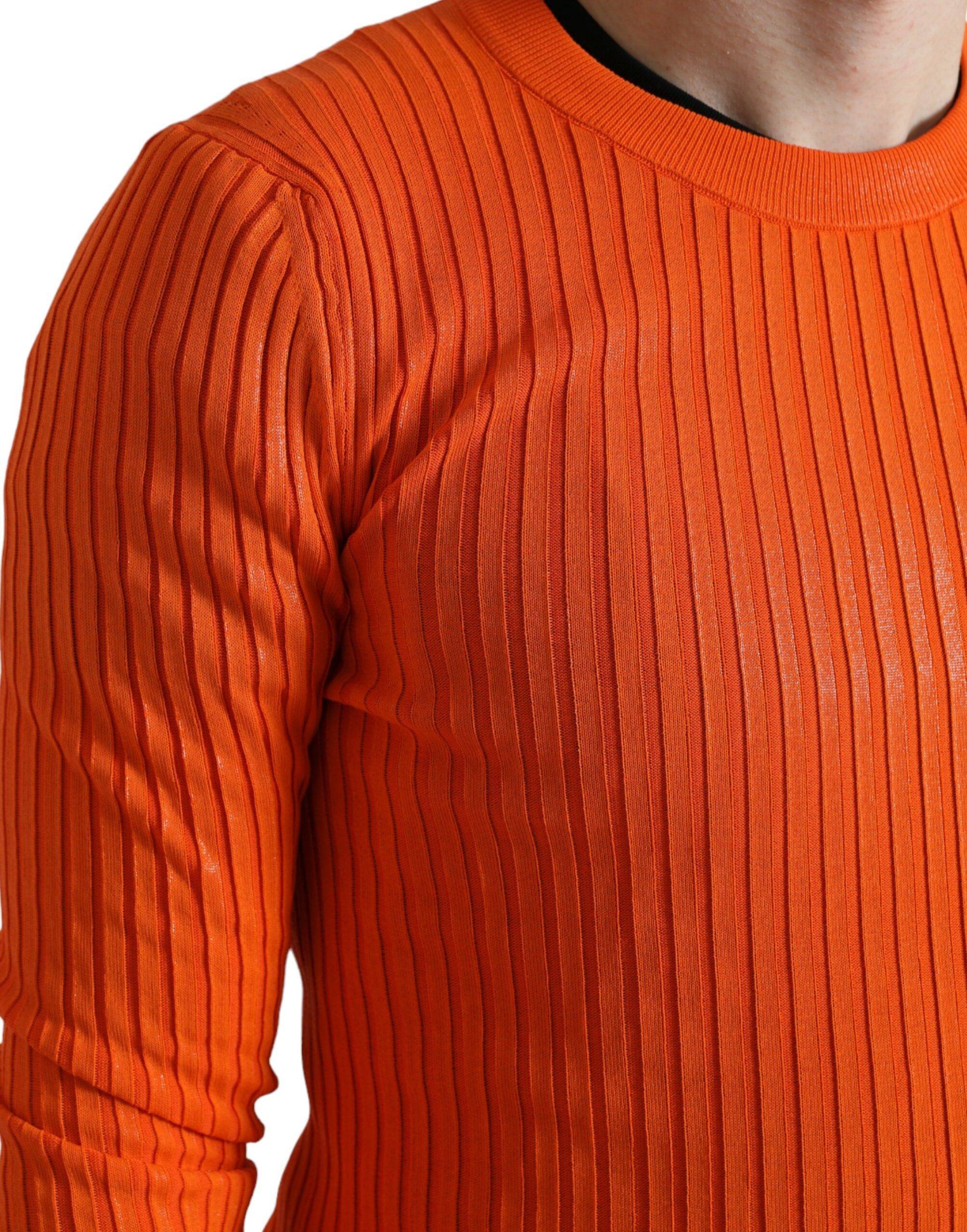 Dolce & Gabbana Sleek Sunset Orange Knitted Pullover Sweater - ACCEXO