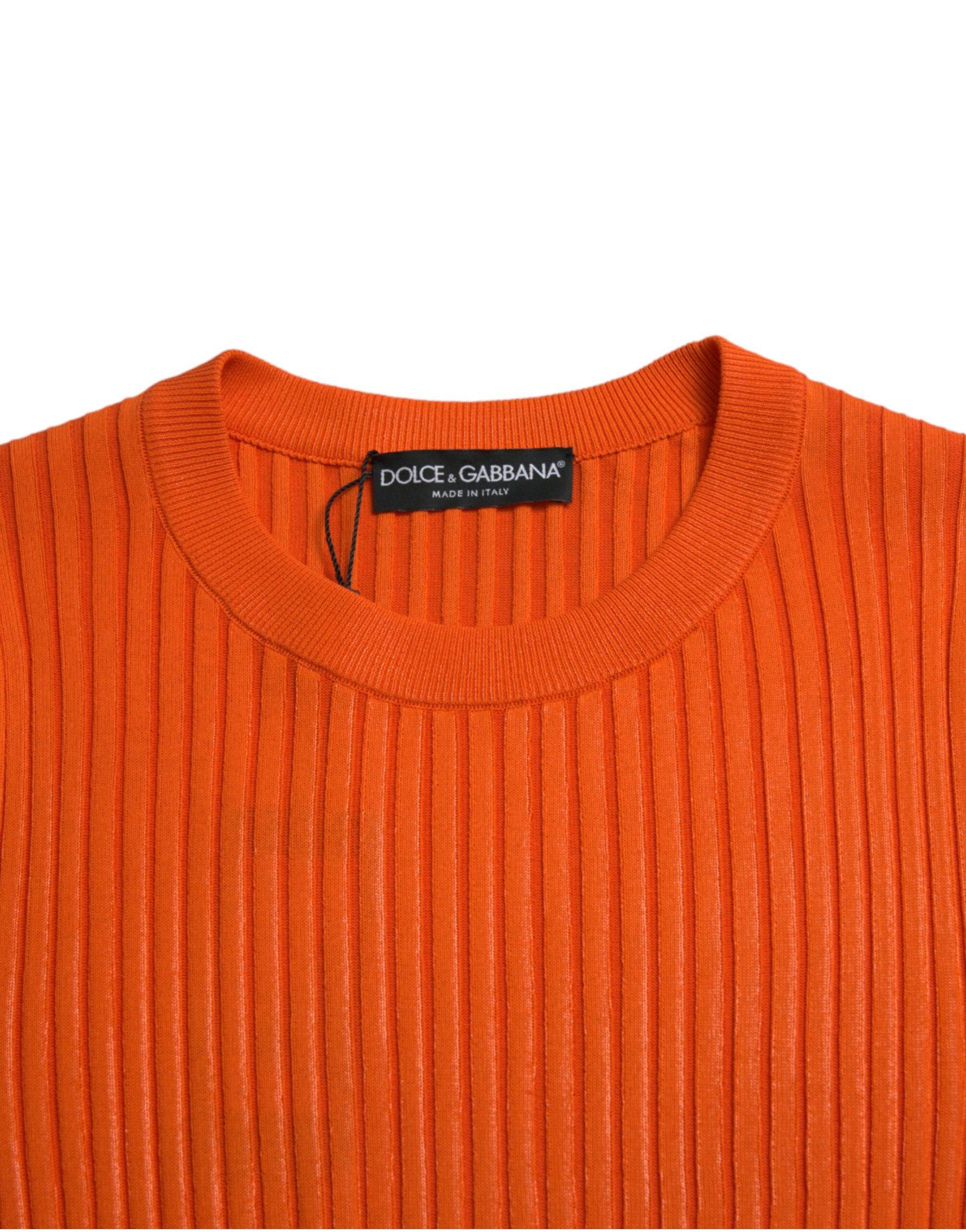 Dolce & Gabbana Sleek Sunset Orange Knitted Pullover Sweater - ACCEXO