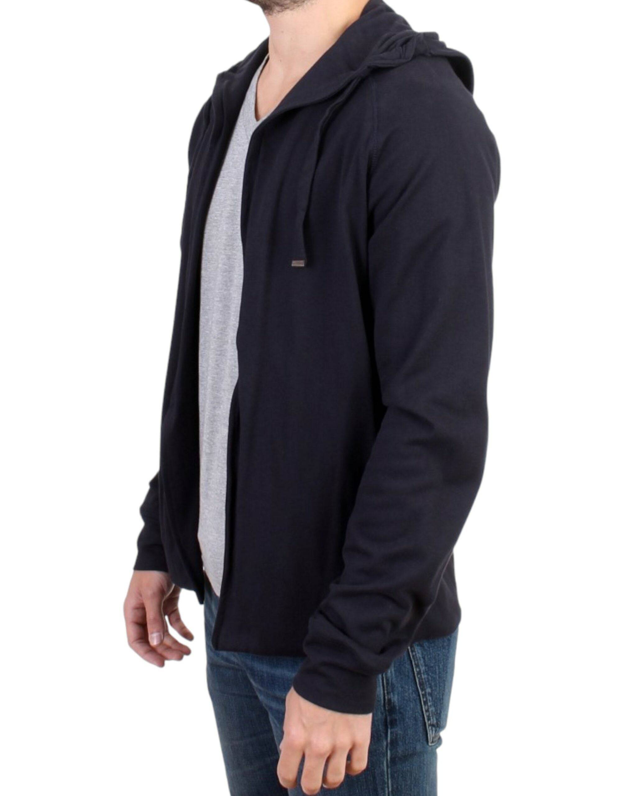 Costume National Elegant Blue Hooded Cotton Sweater - ACCEXO