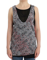Costume National Elegant Sleeveless Black & Red Top - ACCEXO