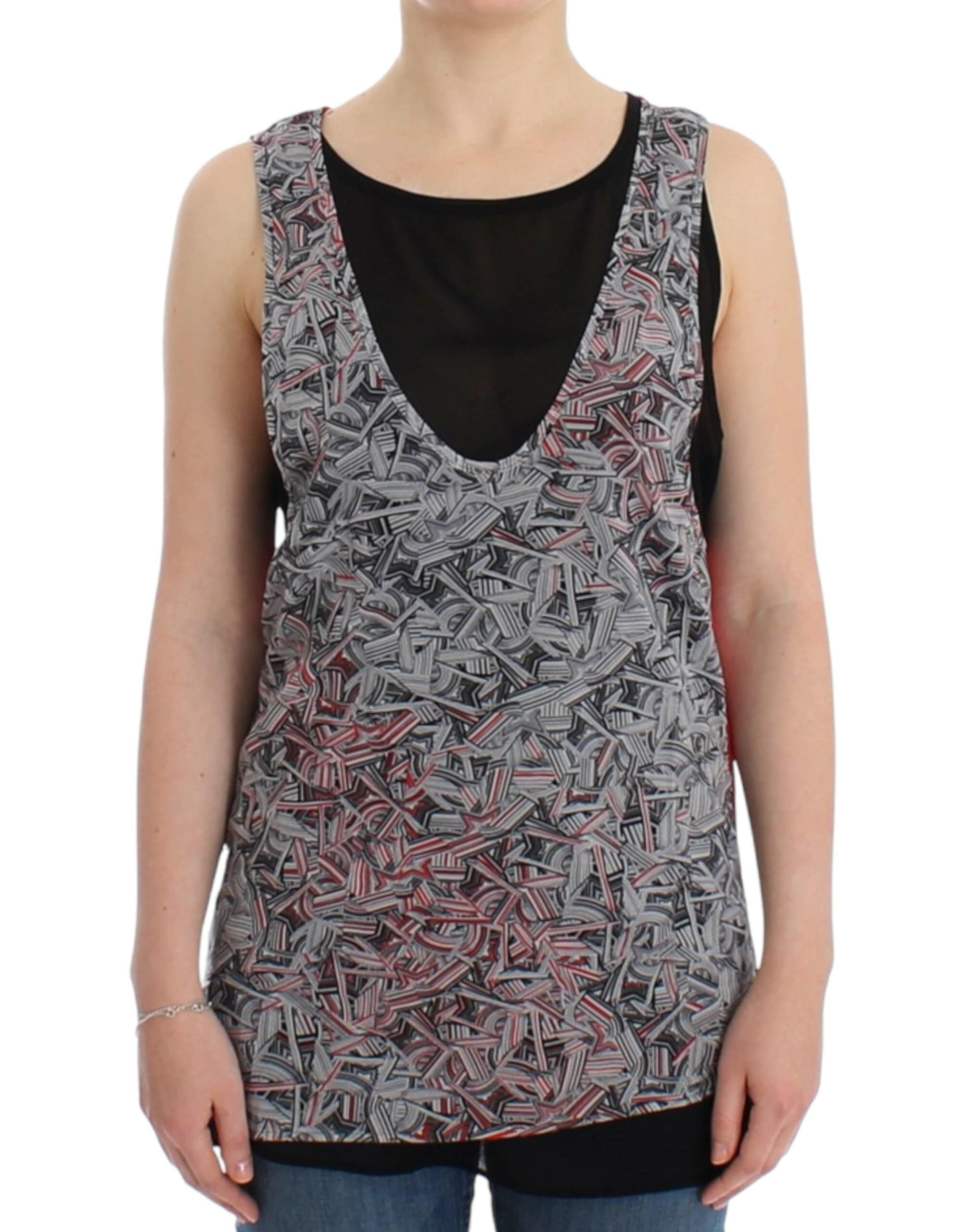 Costume National Elegant Sleeveless Black & Red Top - ACCEXO