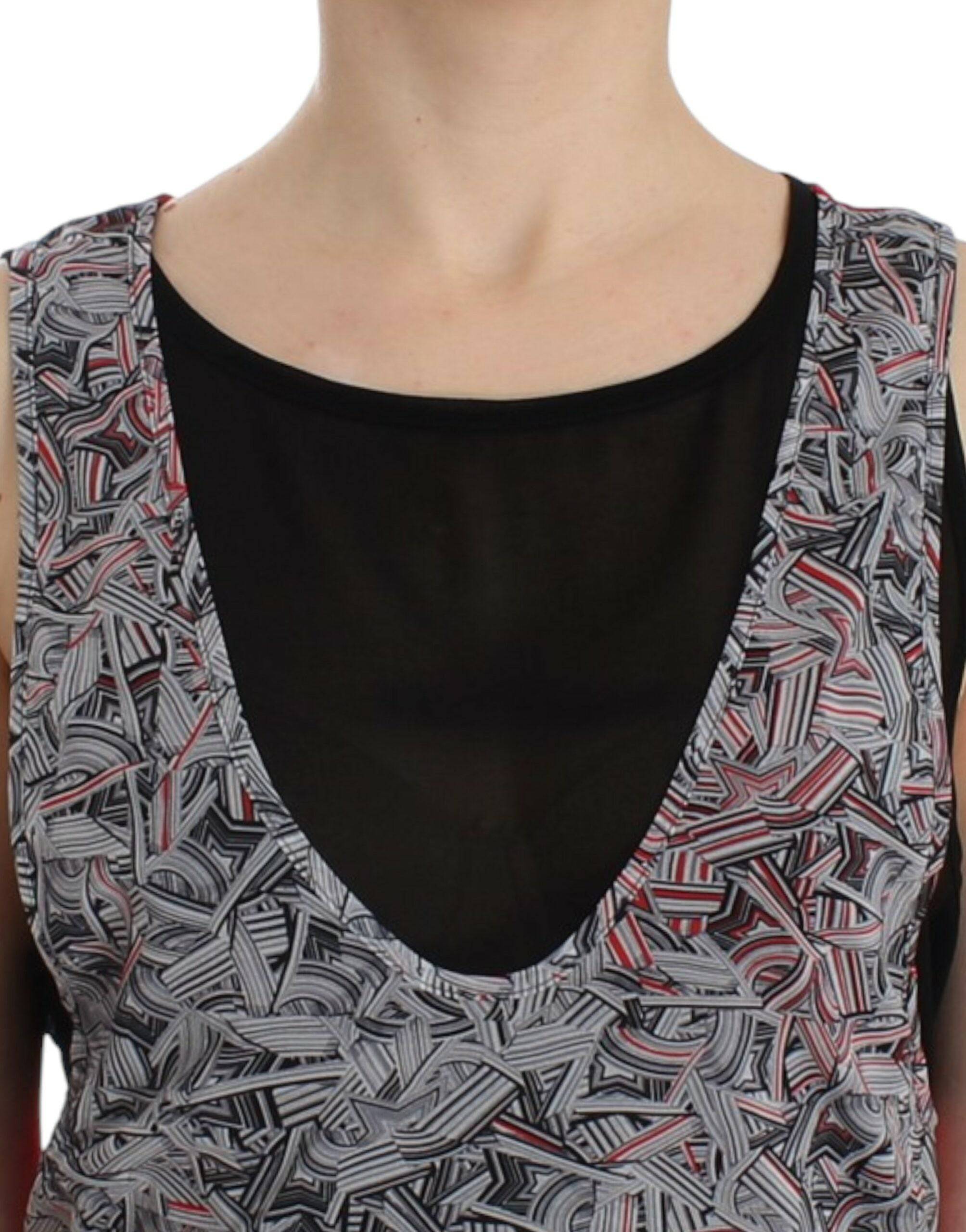 Costume National Elegant Sleeveless Black & Red Top - ACCEXO
