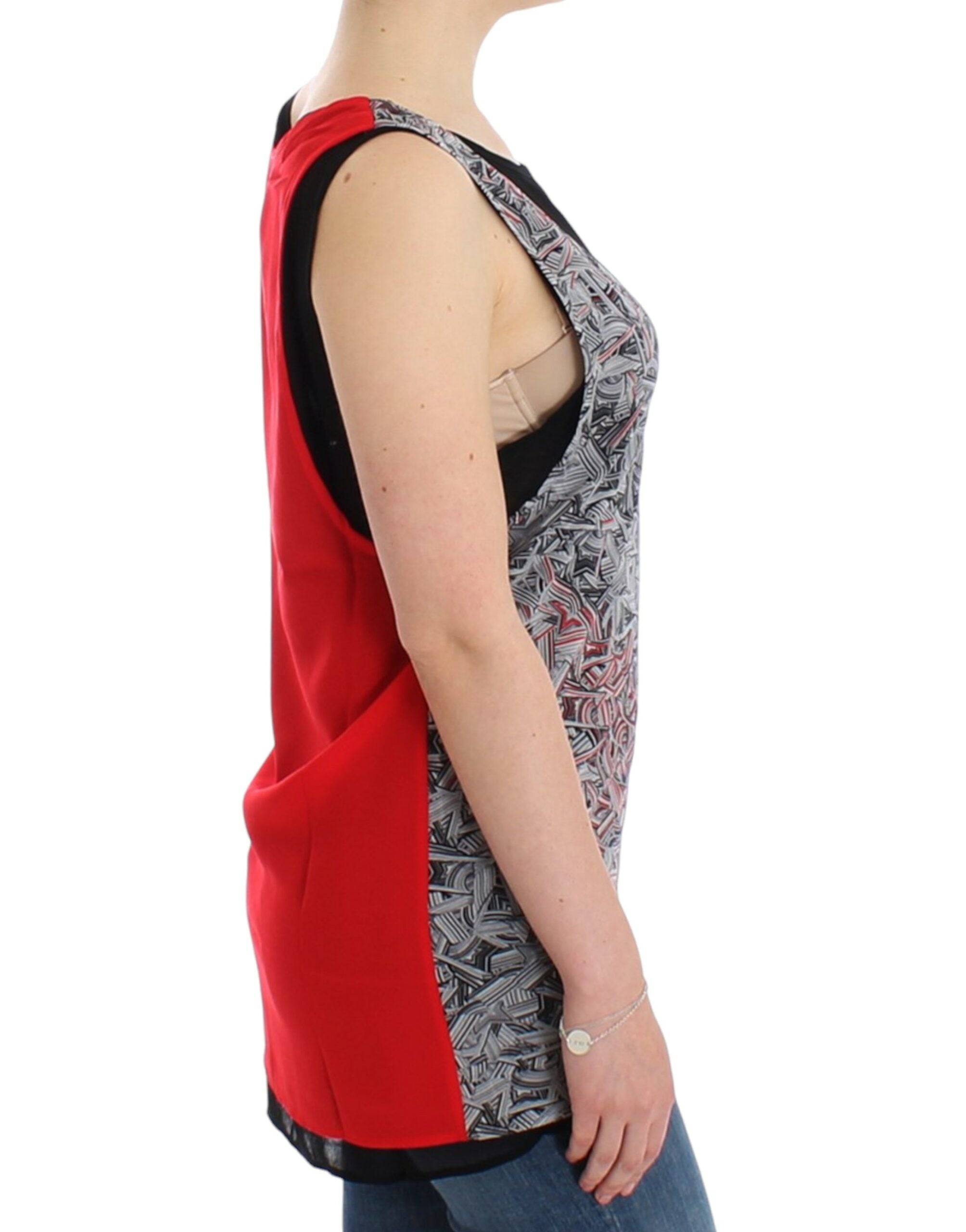 Costume National Elegant Sleeveless Black & Red Top - ACCEXO