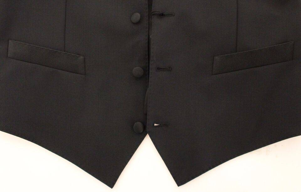 Dolce & Gabbana Elegant Silk-Wool Black Dress Vest - ACCEXO