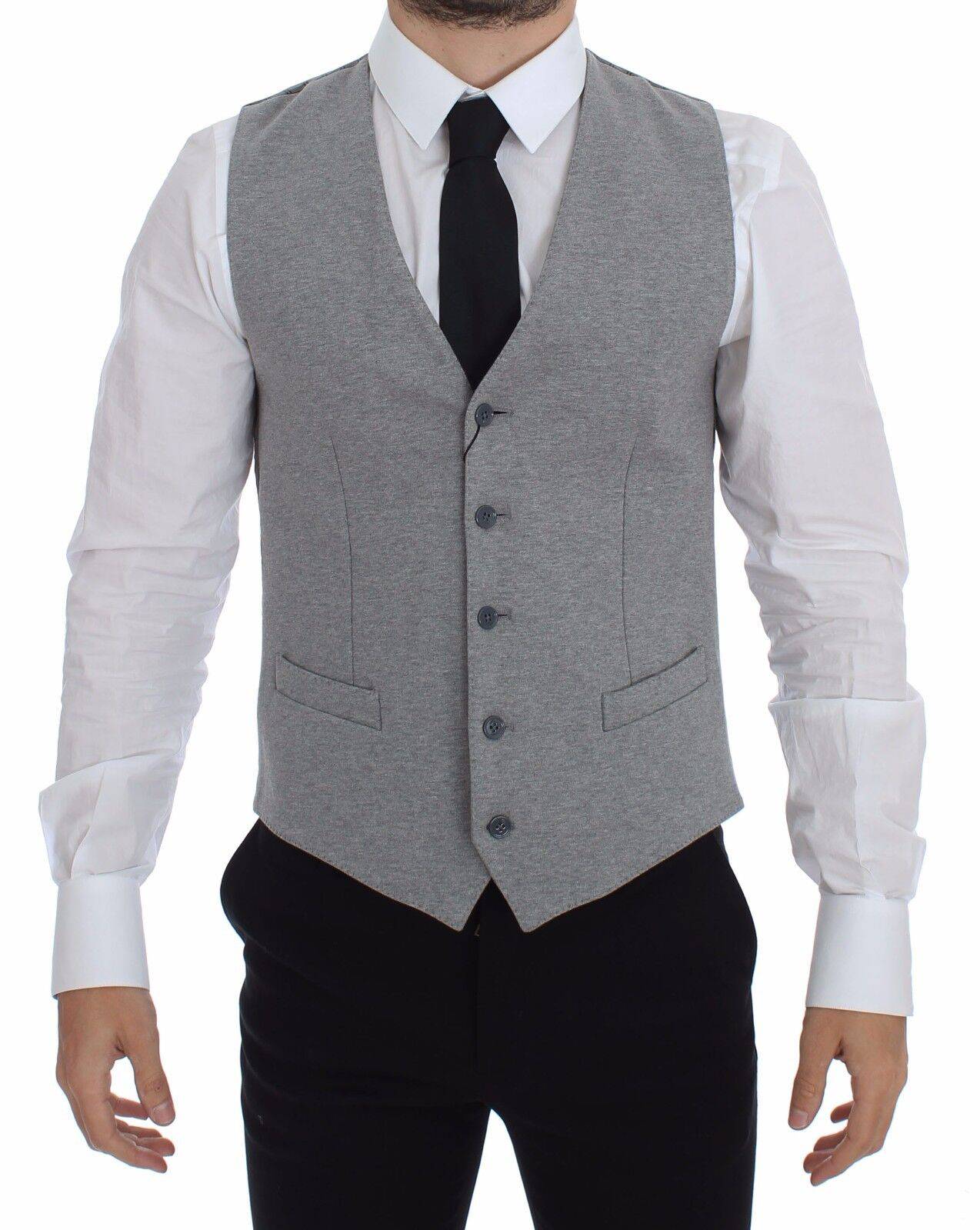 Dolce & Gabbana Elegant Gray Cotton Stretch Dress Vest - ACCEXO