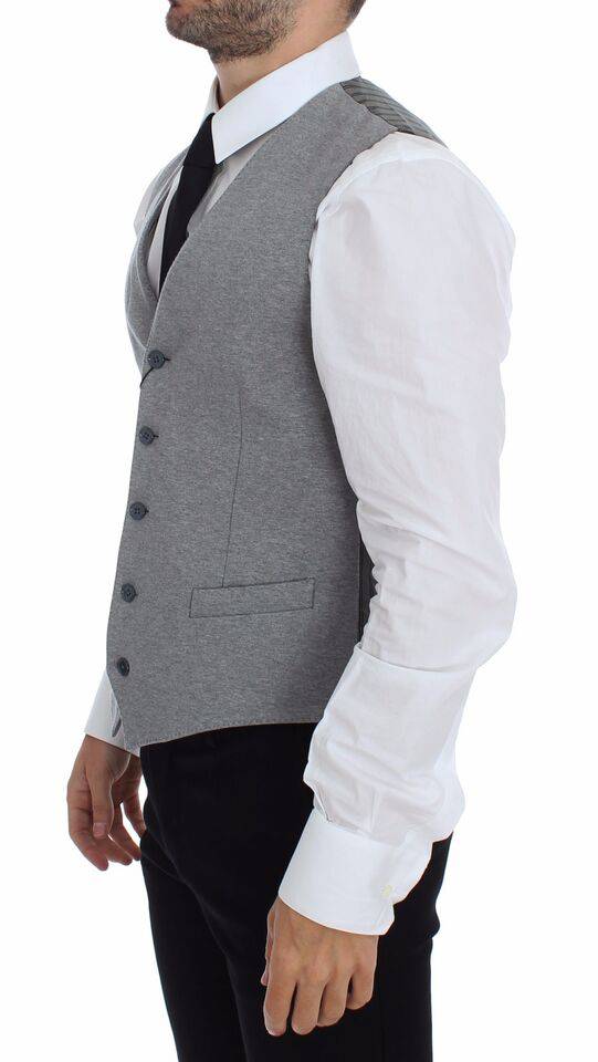 Dolce & Gabbana Elegant Gray Cotton Stretch Dress Vest - ACCEXO