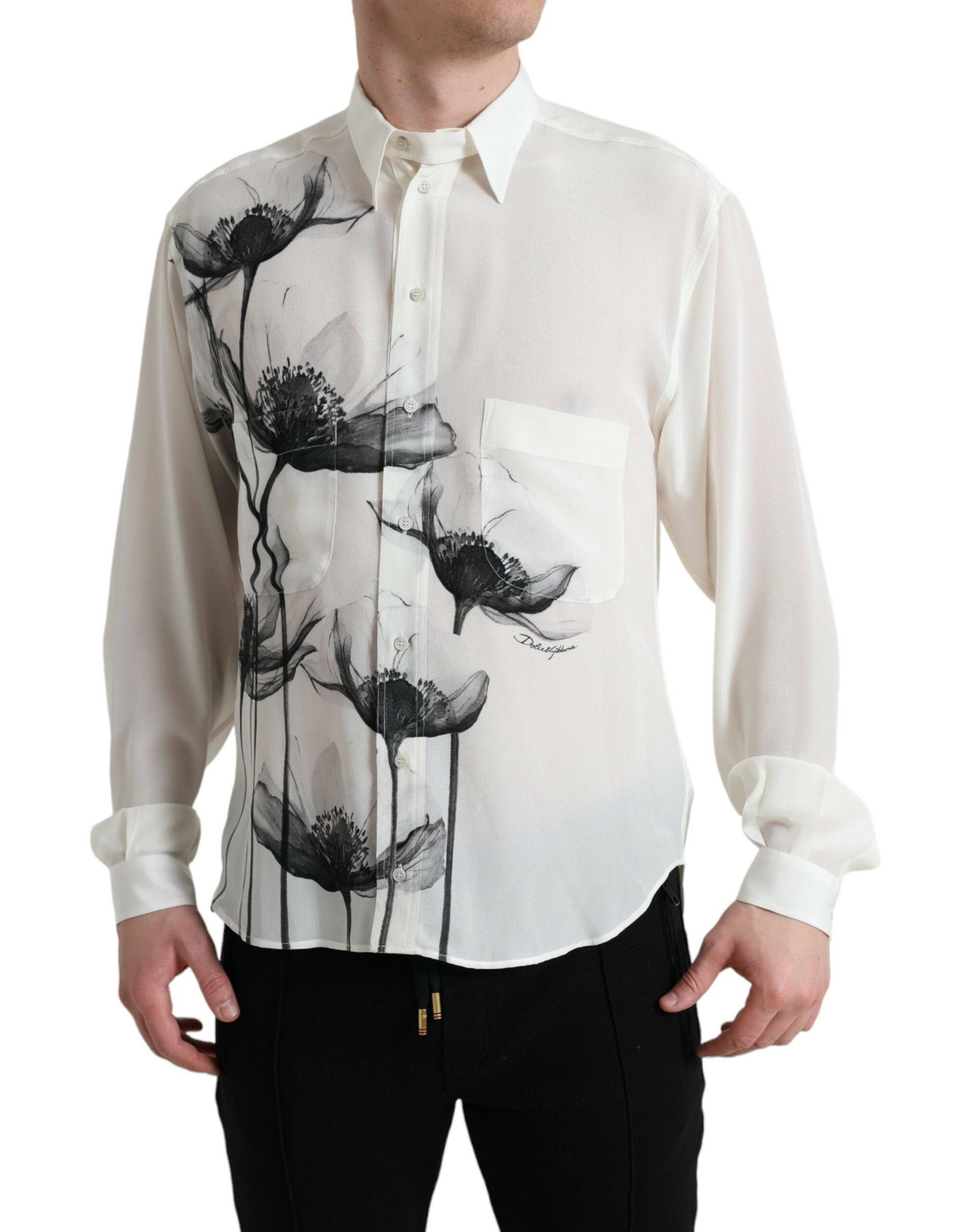 Dolce & Gabbana Elegant Floral Silk Dress Shirt - ACCEXO