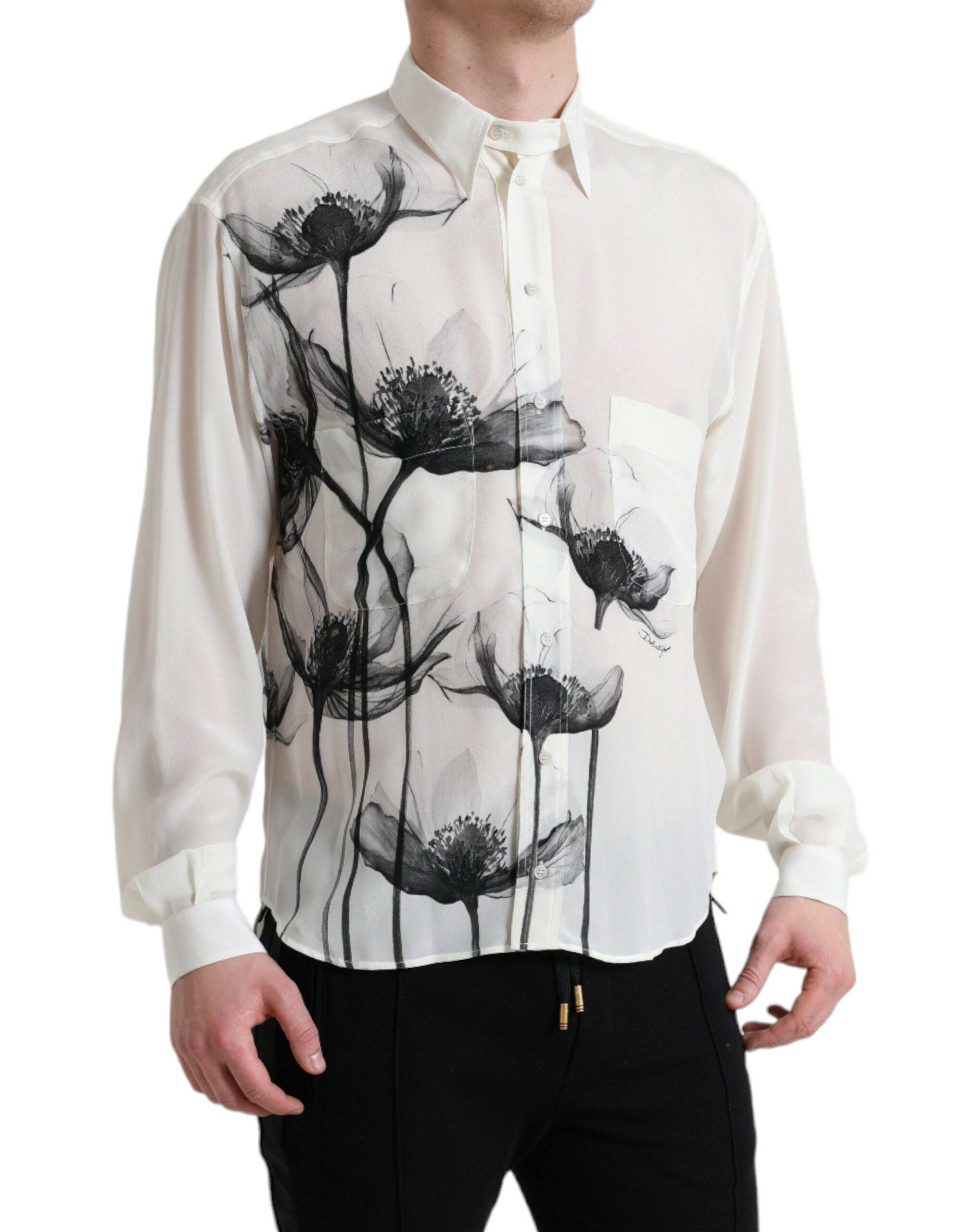 Dolce & Gabbana Elegant Floral Silk Dress Shirt - ACCEXO