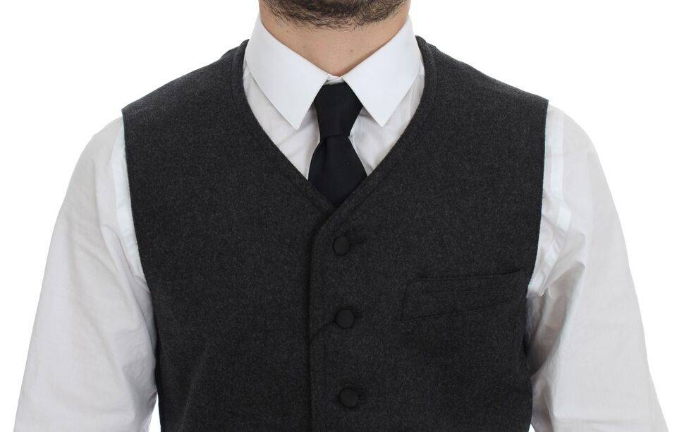 Dolce & Gabbana Elegant Gray Wool Blend Dress Vest - ACCEXO