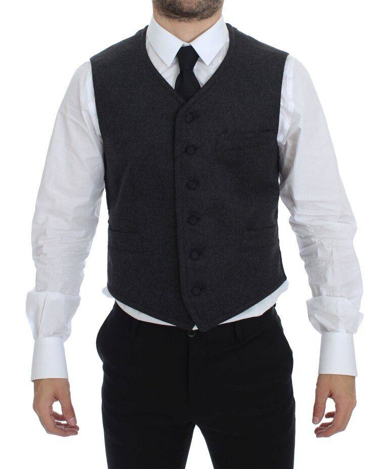 Dolce & Gabbana Elegant Gray Wool Blend Dress Vest - ACCEXO