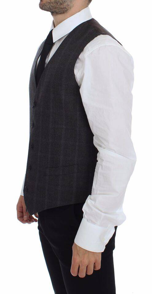 Dolce & Gabbana Elegant Checkered Wool Dress Vest - ACCEXO