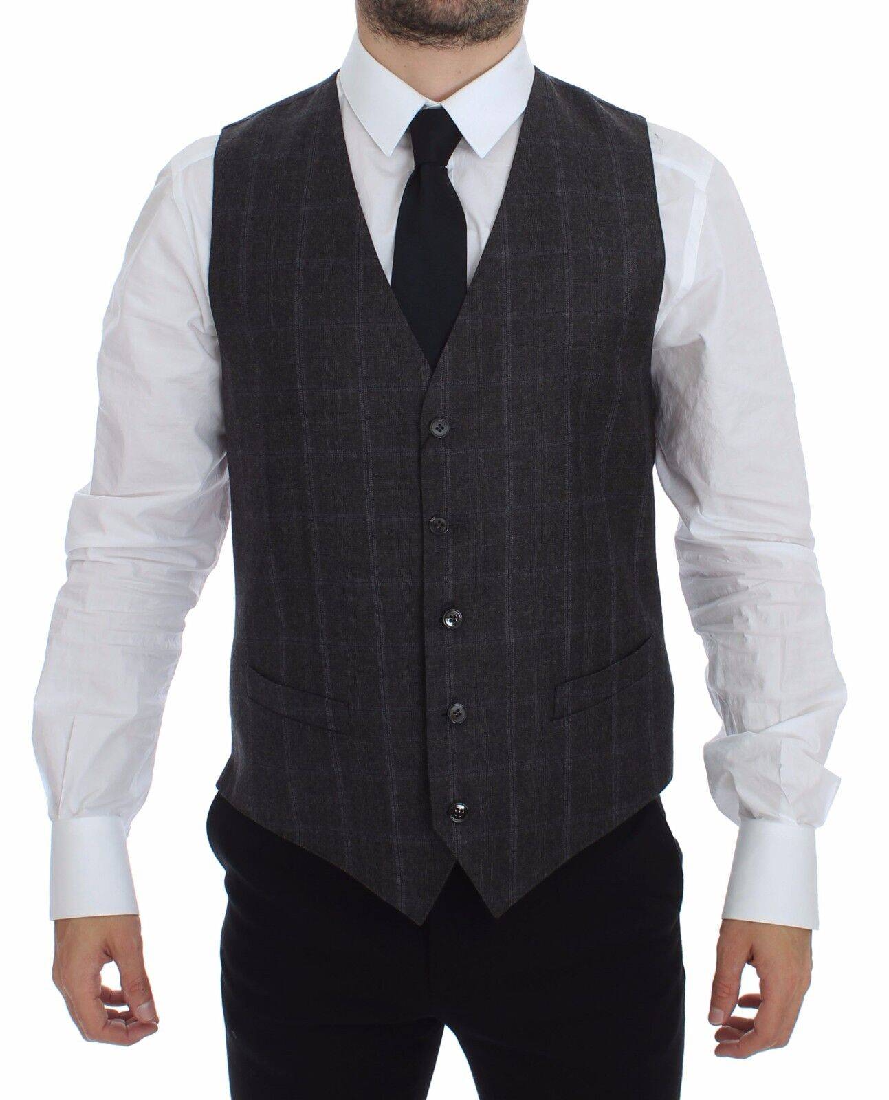 Dolce & Gabbana Elegant Checkered Wool Dress Vest - ACCEXO