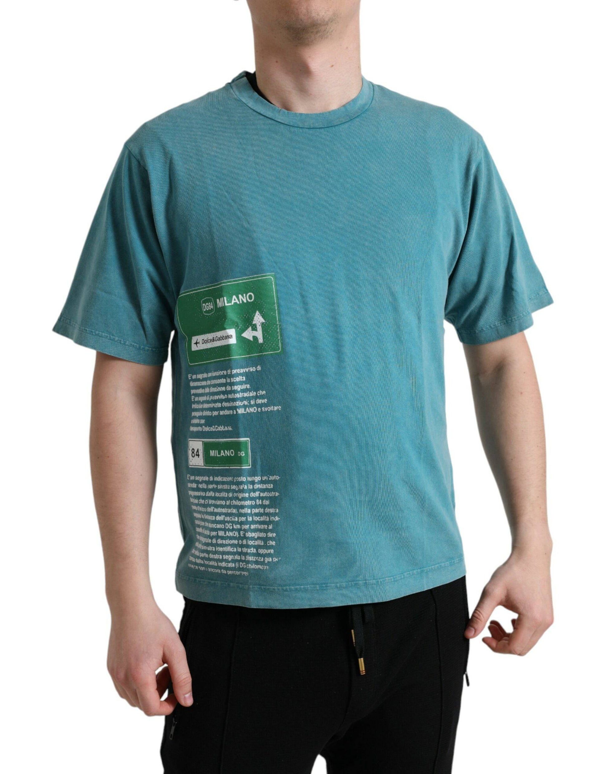 Dolce & Gabbana Chic Blue Milano Motive Cotton Tee - ACCEXO