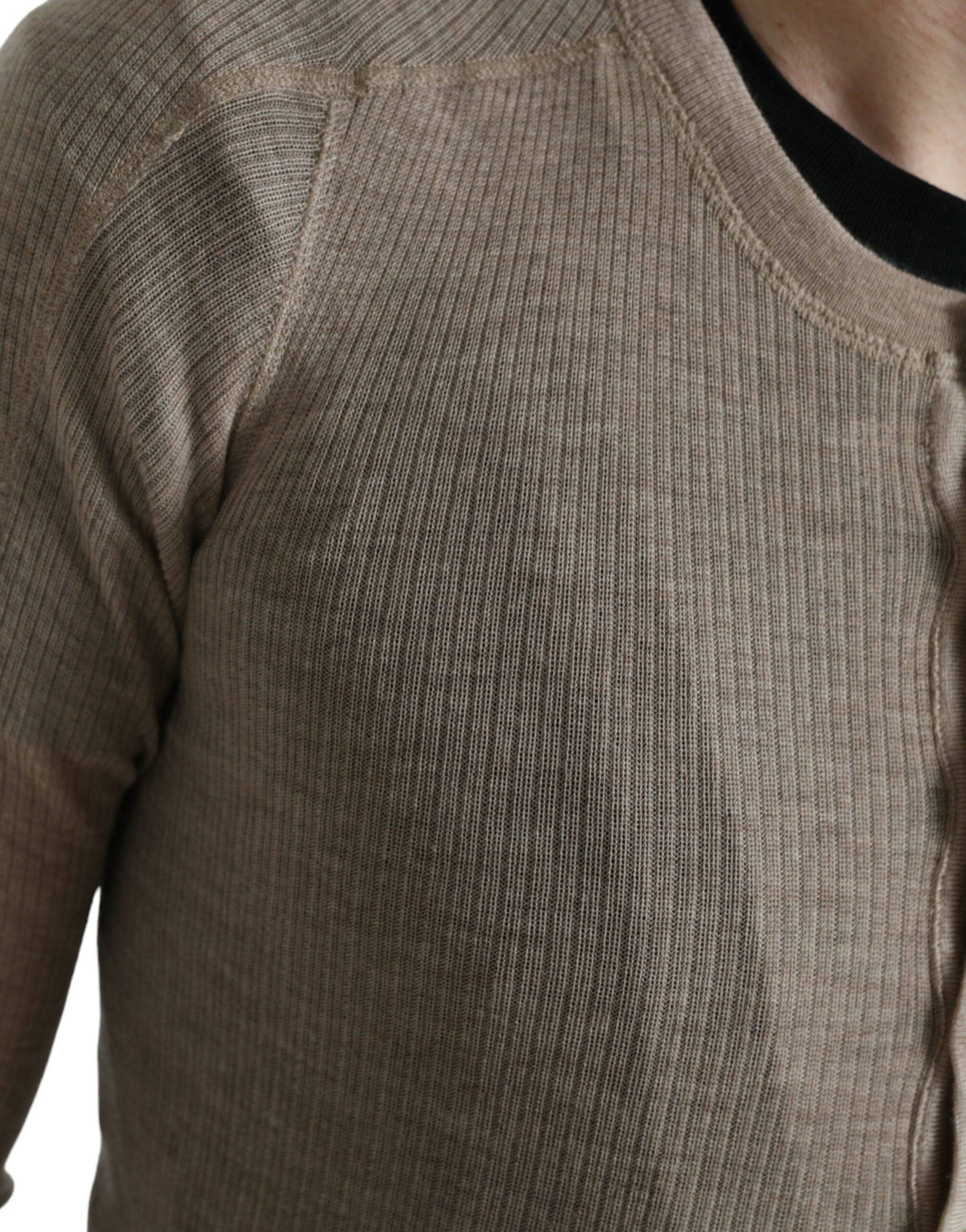 Dolce & Gabbana Elegant Beige Henley Cashmere Sweater - ACCEXO