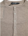 Dolce & Gabbana Elegant Beige Henley Cashmere Sweater