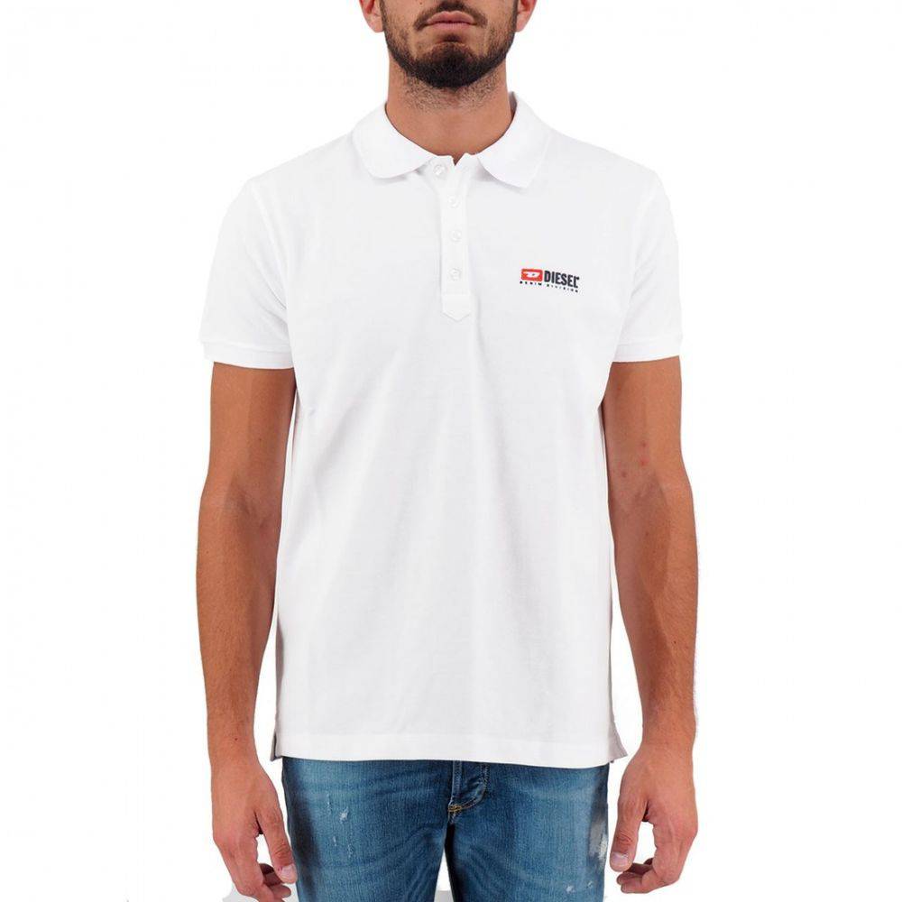 Diesel Elegant White Cotton Polo Shirt with Contrasting Logo - ACCEXO