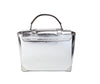 Michael Kors Manhattan Medium Silver Leather Top Handle Satchel Bag