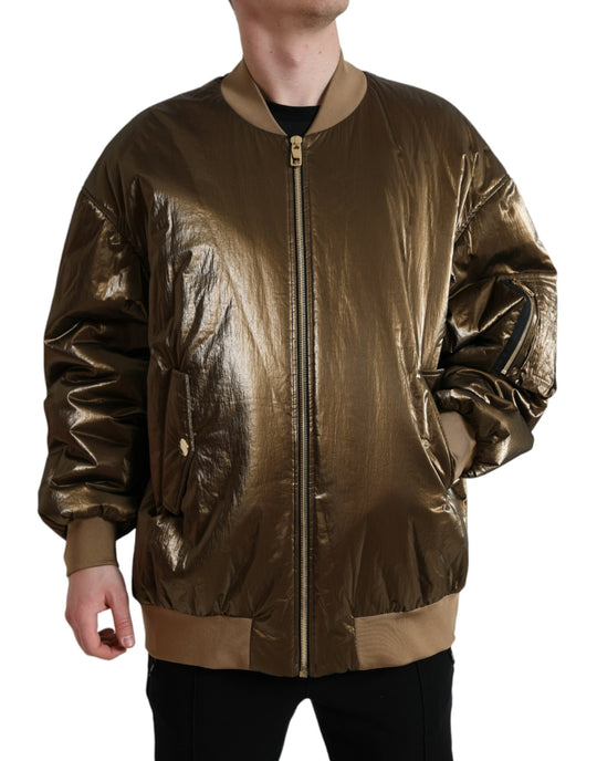 Dolce & Gabbana Elegant Bronze Bomber Jacket