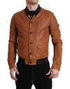 Dolce & Gabbana Elegant Leather Perforated Bomber Jacket