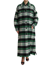 Dolce & Gabbana Elegant Green Plaid Long Coat - ACCEXO