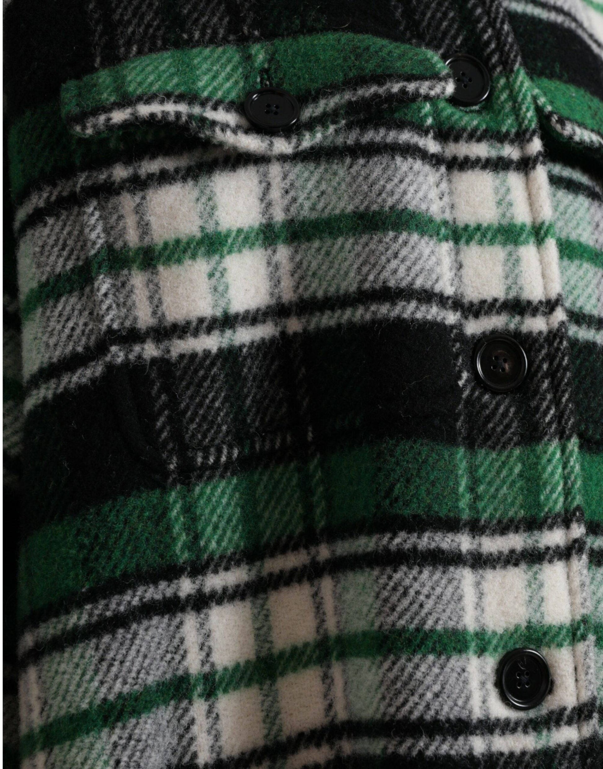 Dolce & Gabbana Elegant Green Plaid Long Coat - ACCEXO