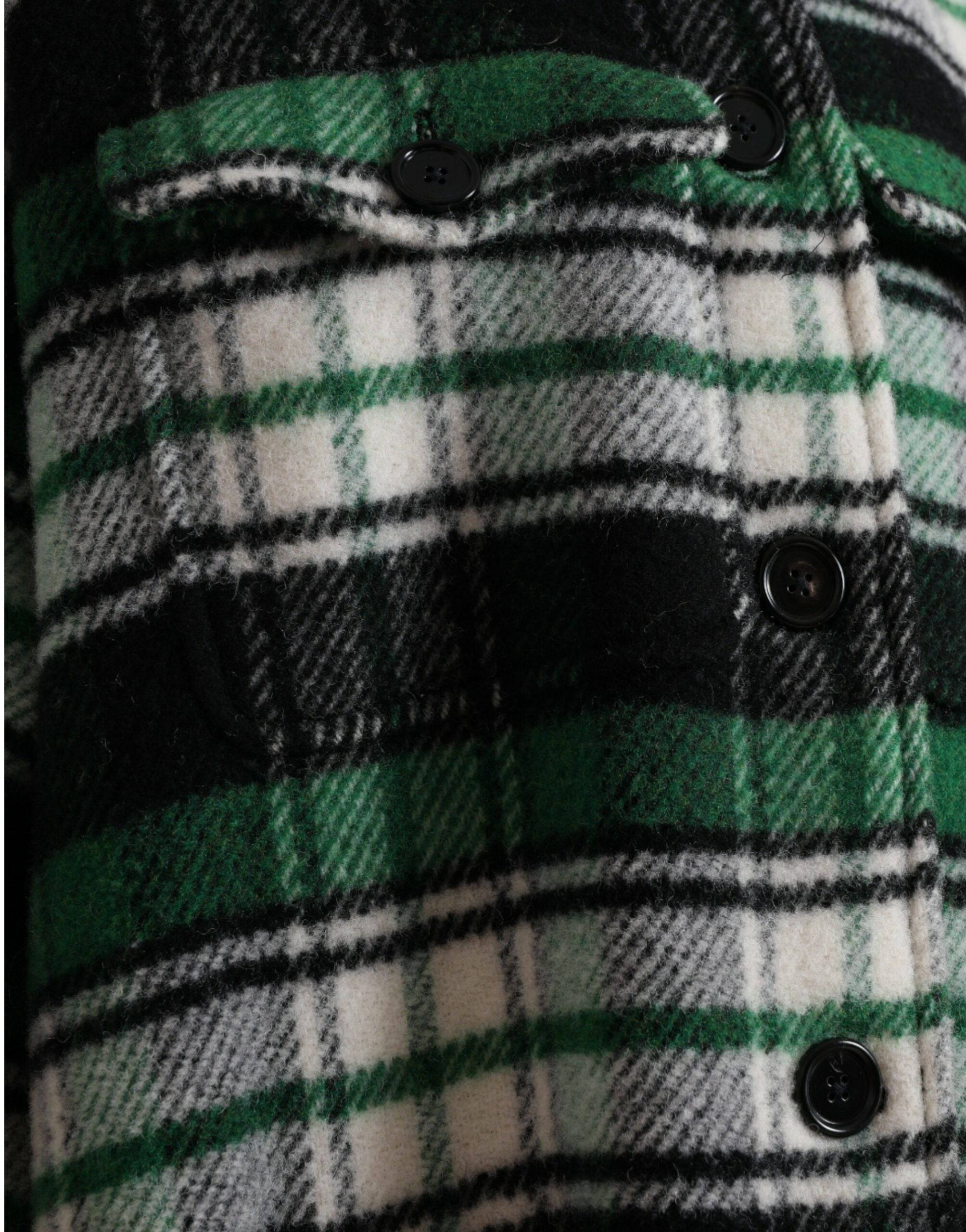 Dolce & Gabbana Elegant Green Plaid Long Coat - ACCEXO